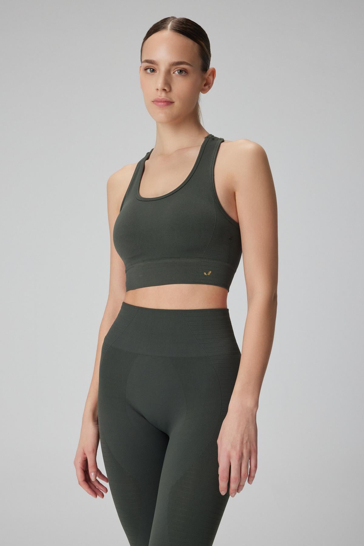 Jerf-Gela Çift Katlı Kompress Sport Bra Yeşil-Spor Sütyeni-3-Milagron.com