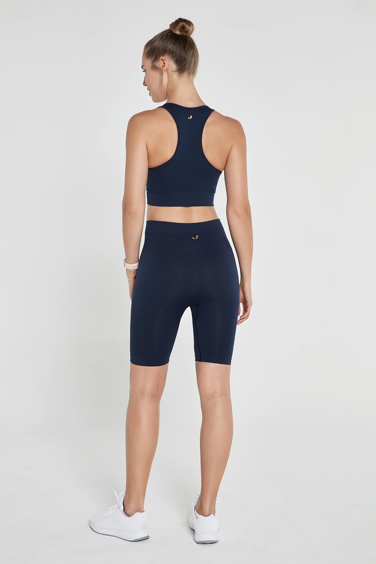 Jerf-Gela Şekillendirici Sport Biker Tayt Lacivert-Tayt-4-Milagron.com