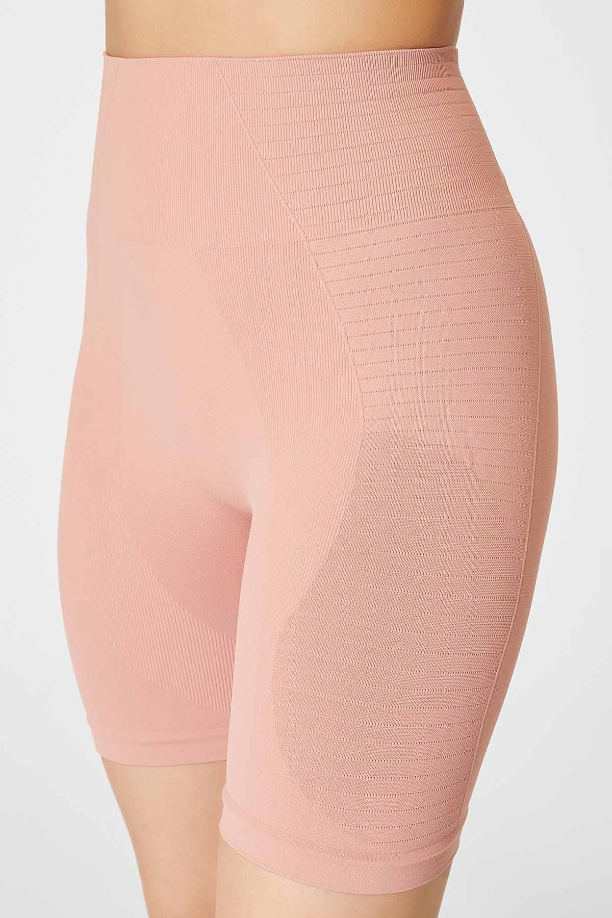 Jerf-Gela Şekillendirici Sport Biker Tayt Pastel Pembe-Tayt-2-Milagron.com