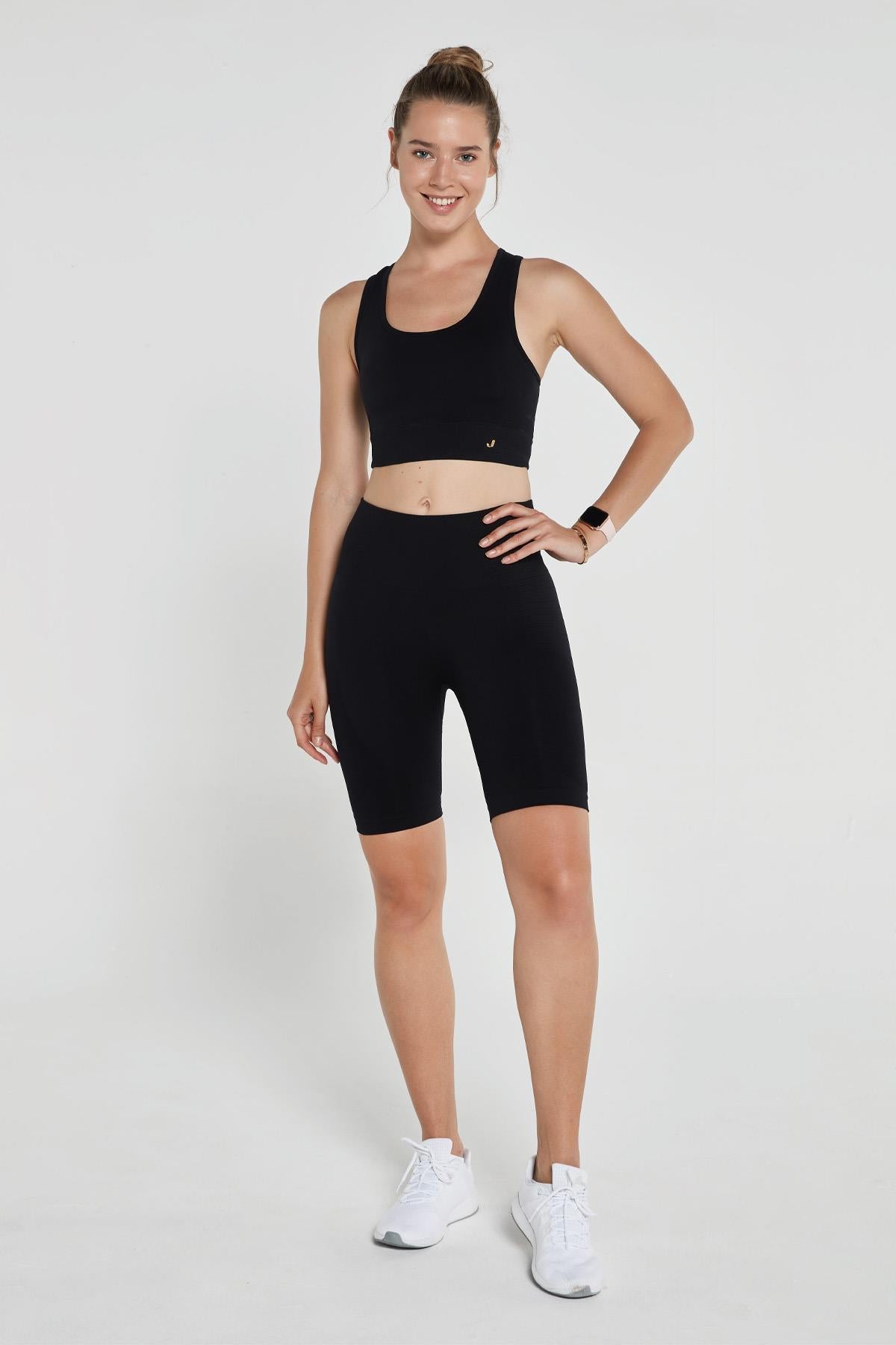 Jerf-Gela Şekillendirici Sport Biker Tayt Siyah-Tayt-2-Milagron.com