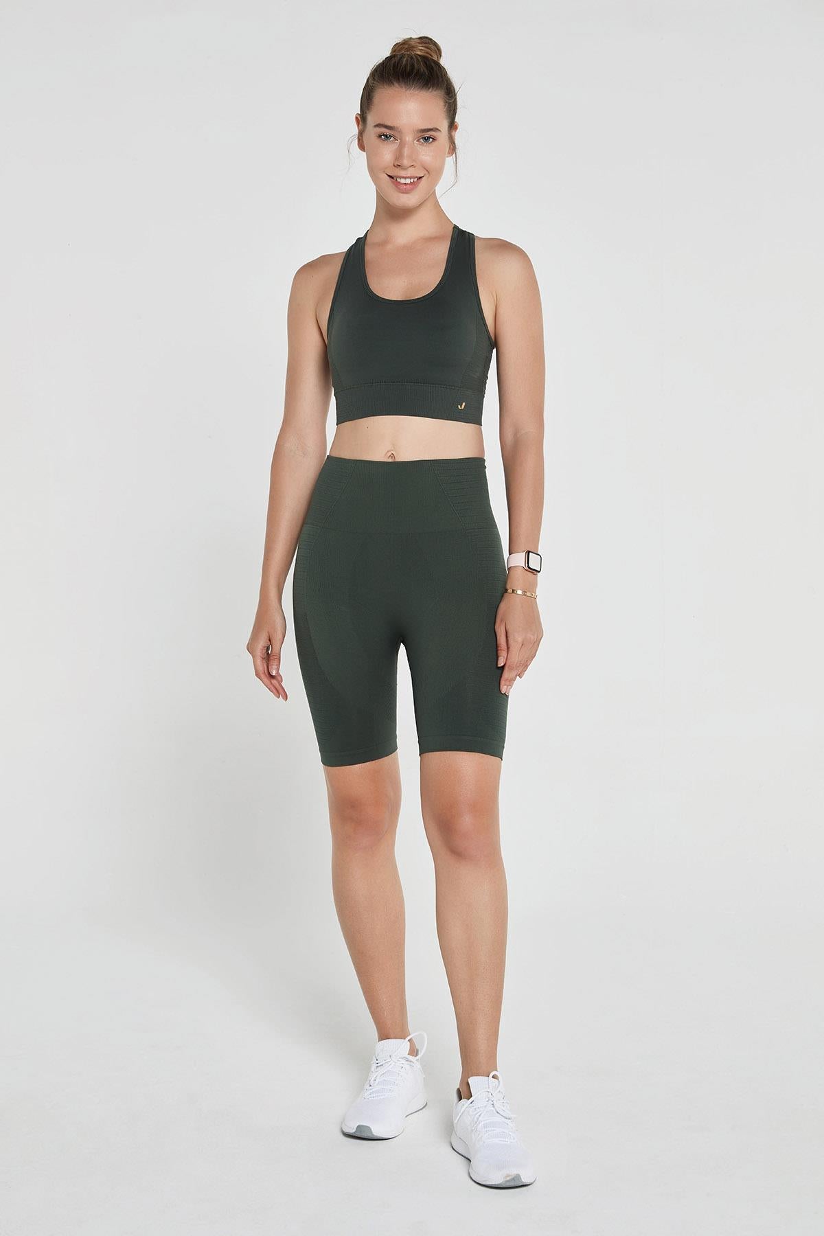 Jerf-Gela Şekillendirici Sport Biker Tayt Yeşil-Tayt-3-Milagron.com