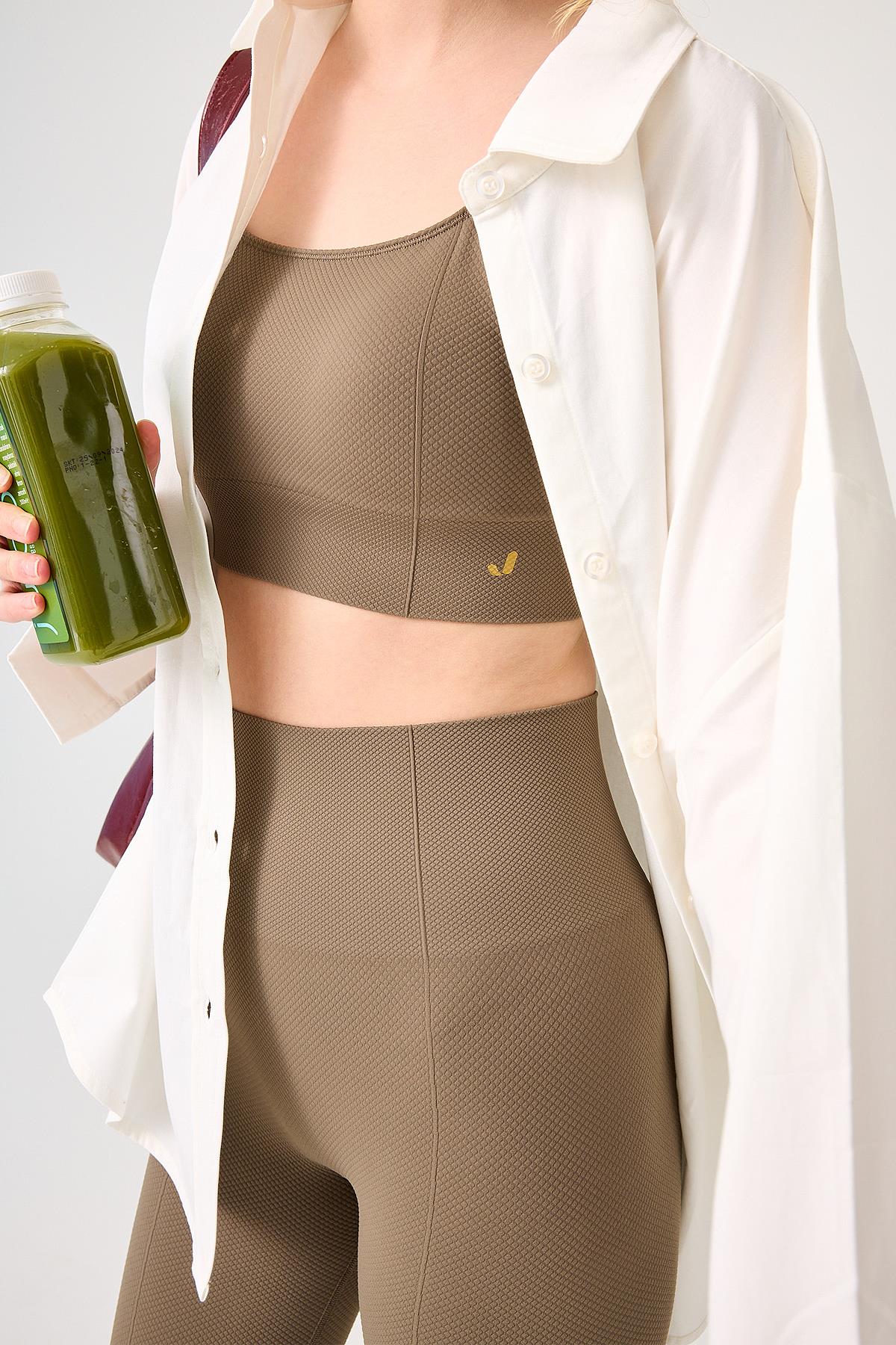 Jerf-Holly Petek Desenli Yüksek Bel Tayt Yeşil-Tayt-2-Milagron.com