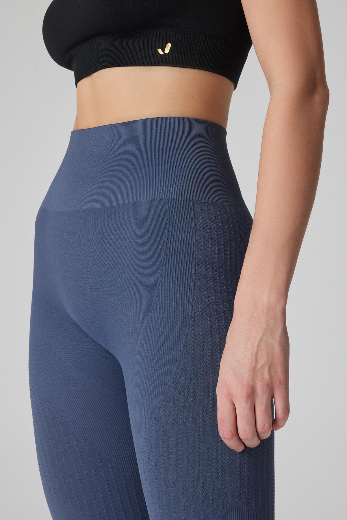 Jerf-Lily Desen Detaylı Şekillendirici Tayt Mavi-Tayt-2-Milagron.com