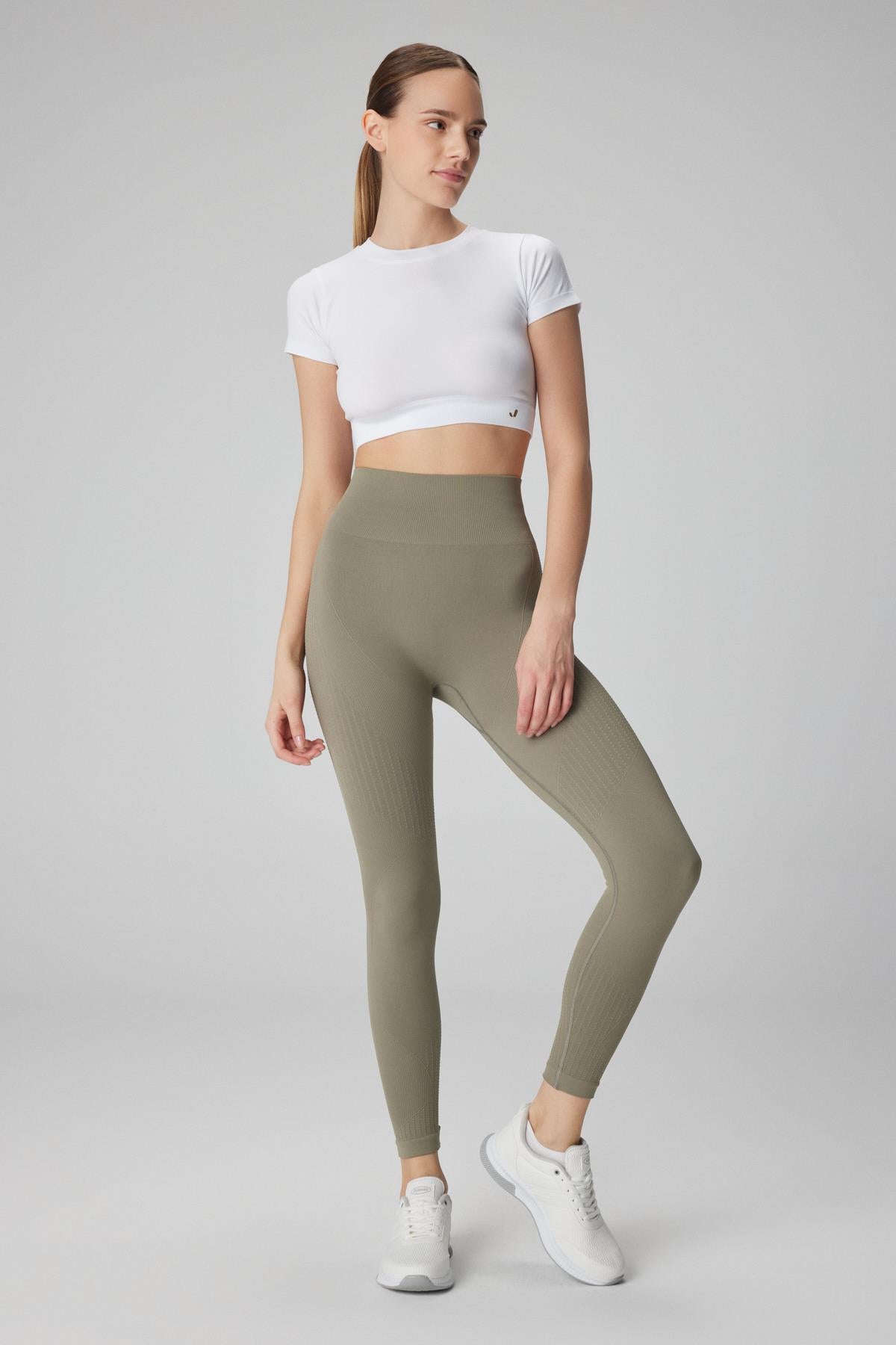 Jerf-Lily Desen Detaylı Şekillendirici Tayt Yeşil-Tayt-3-Milagron.com