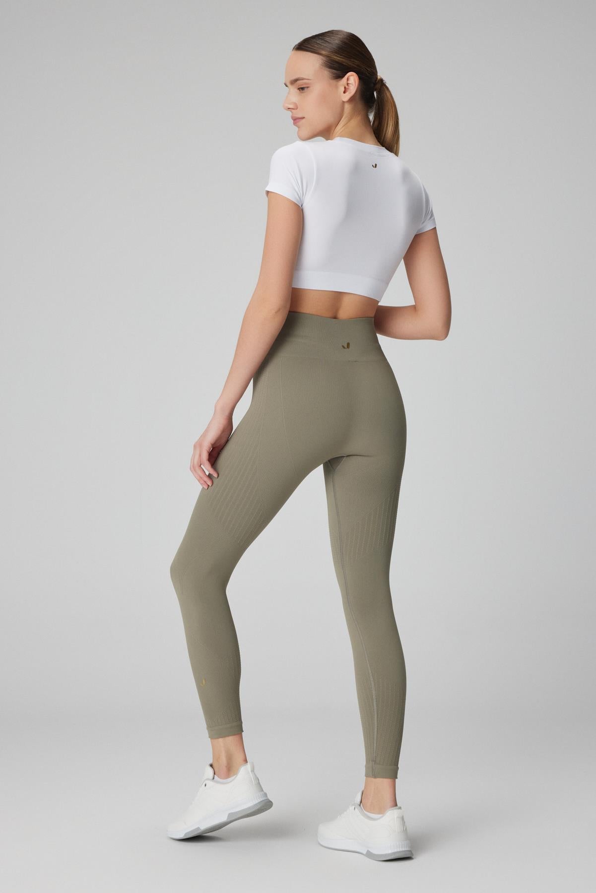 Jerf-Lily Desen Detaylı Şekillendirici Tayt Yeşil-Tayt-4-Milagron.com