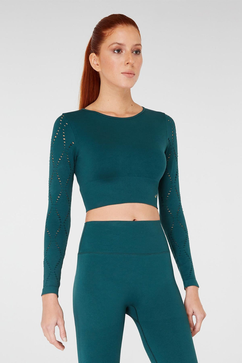 Jerf-Naples Uzun Kol Crop Top Econyl Yeşil-Crop Top-1-Milagron.com