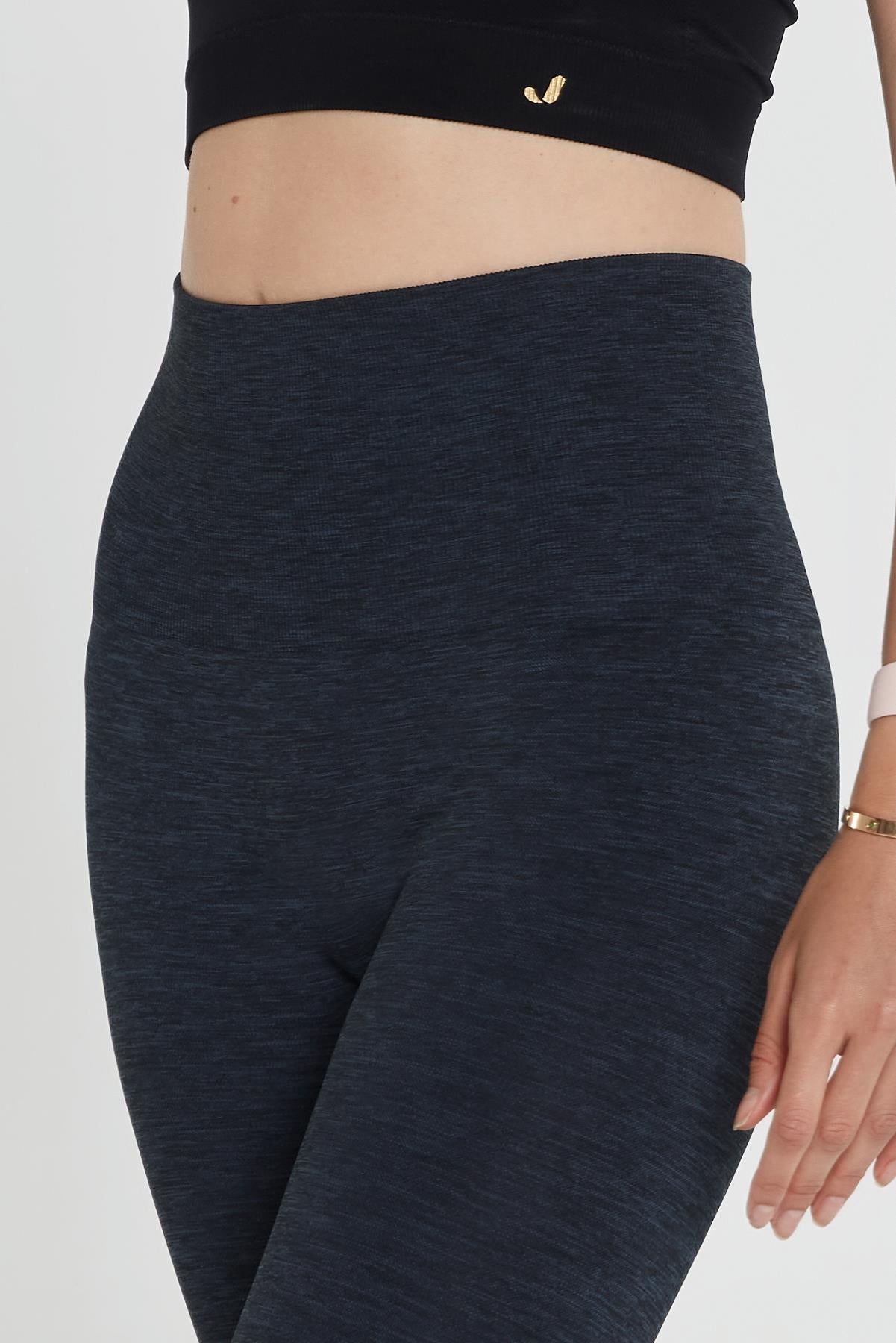 Jerf-Palmi Melanj Desenli Yüksek Bel Tayt Siyah-Tayt-2-Milagron.com