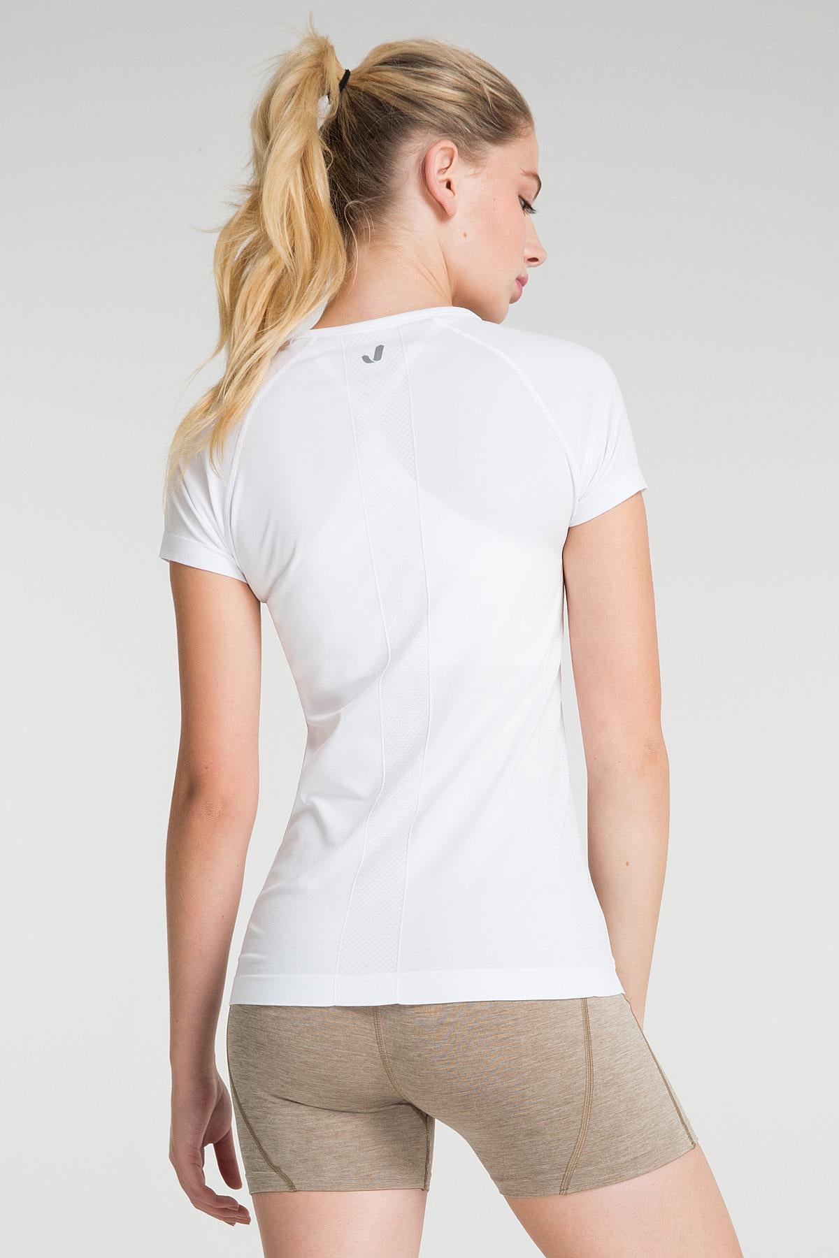 Jerf-Pasto Bisiklet Yaka Ultra Hafif T Shirt Beyaz-T-shirt-4-Milagron.com