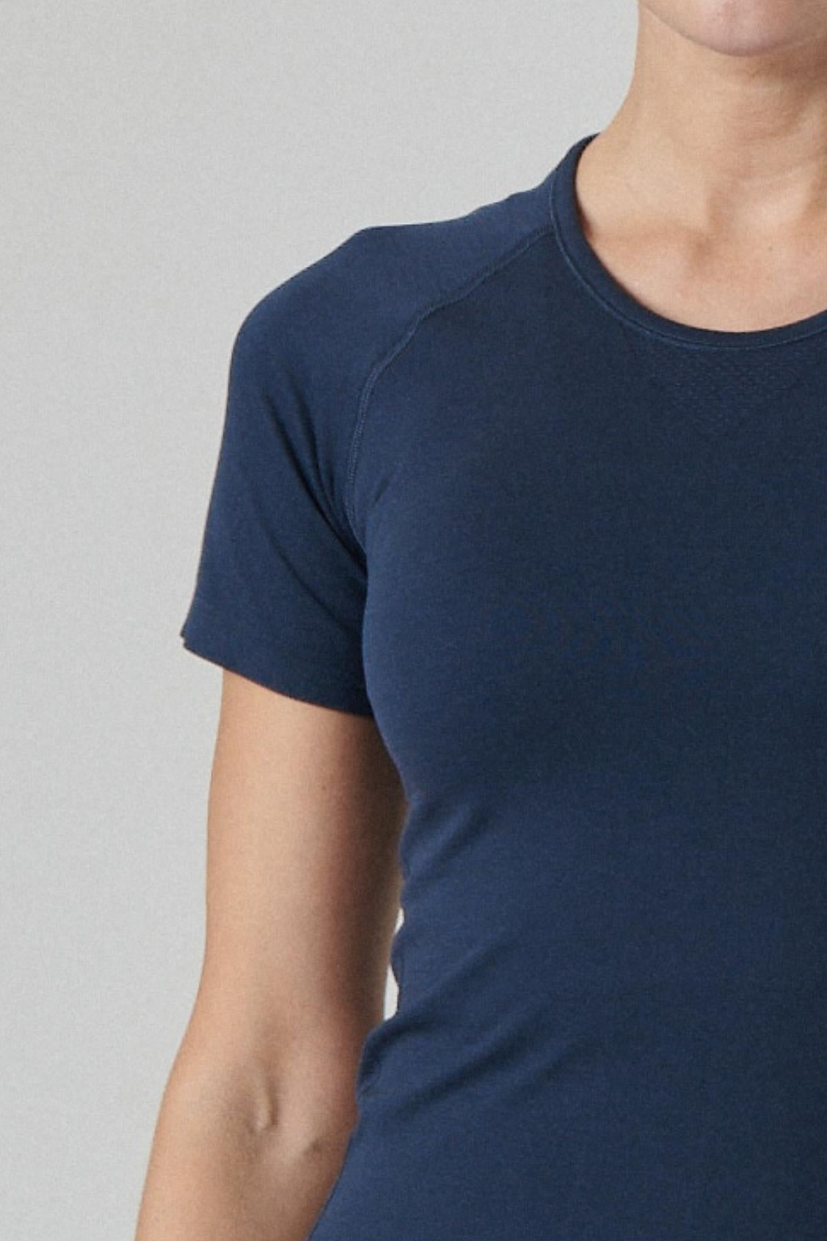 Jerf-Pasto Bisiklet Yaka Ultra Hafif T Shirt Lacivert-T-shirt-2-Milagron.com