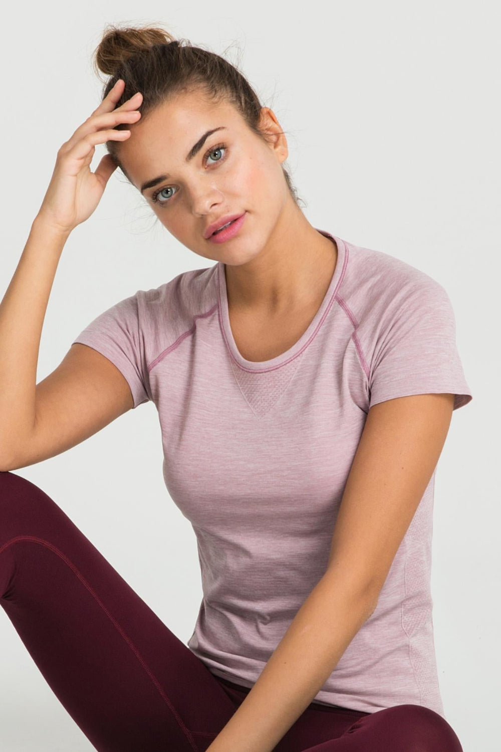 Jerf-Pasto Bisiklet Yaka Ultra Hafif T Shirt Pembe-T-shirt-1-Milagron.com