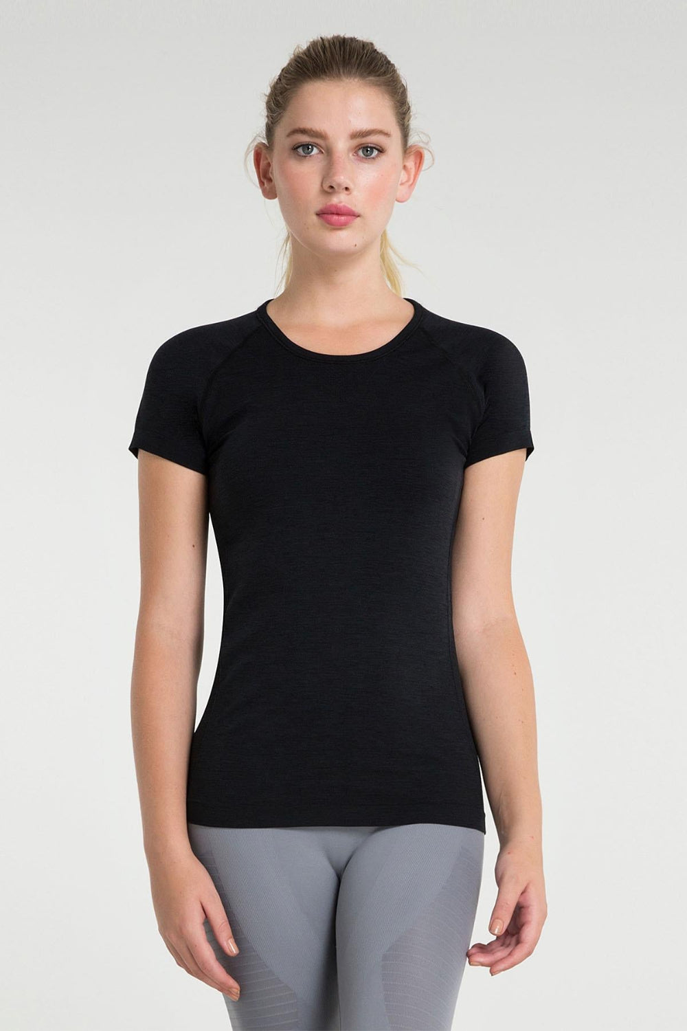 Jerf-Pasto Bisiklet Yaka Ultra Hafif T Shirt Siyah-T-shirt-1-Milagron.com