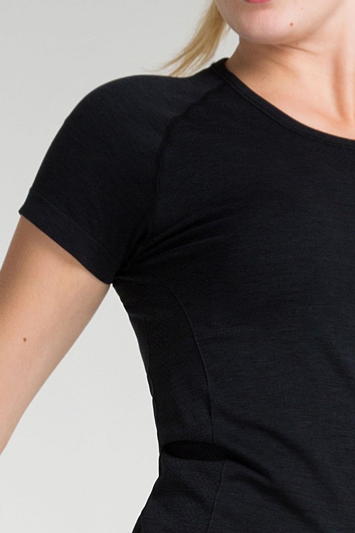 Jerf-Pasto Bisiklet Yaka Ultra Hafif T Shirt Siyah-T-shirt-2-Milagron.com