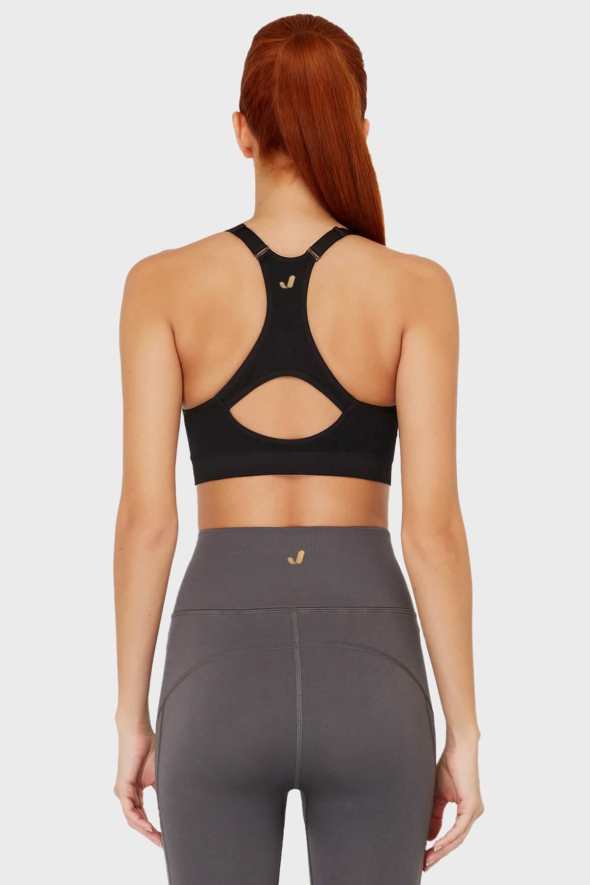 Jerf-Utica Yumuşak & Esnek Yapılı Kaplı Spor Sütyeni Siyah-Spor Sütyeni-4-Milagron.com