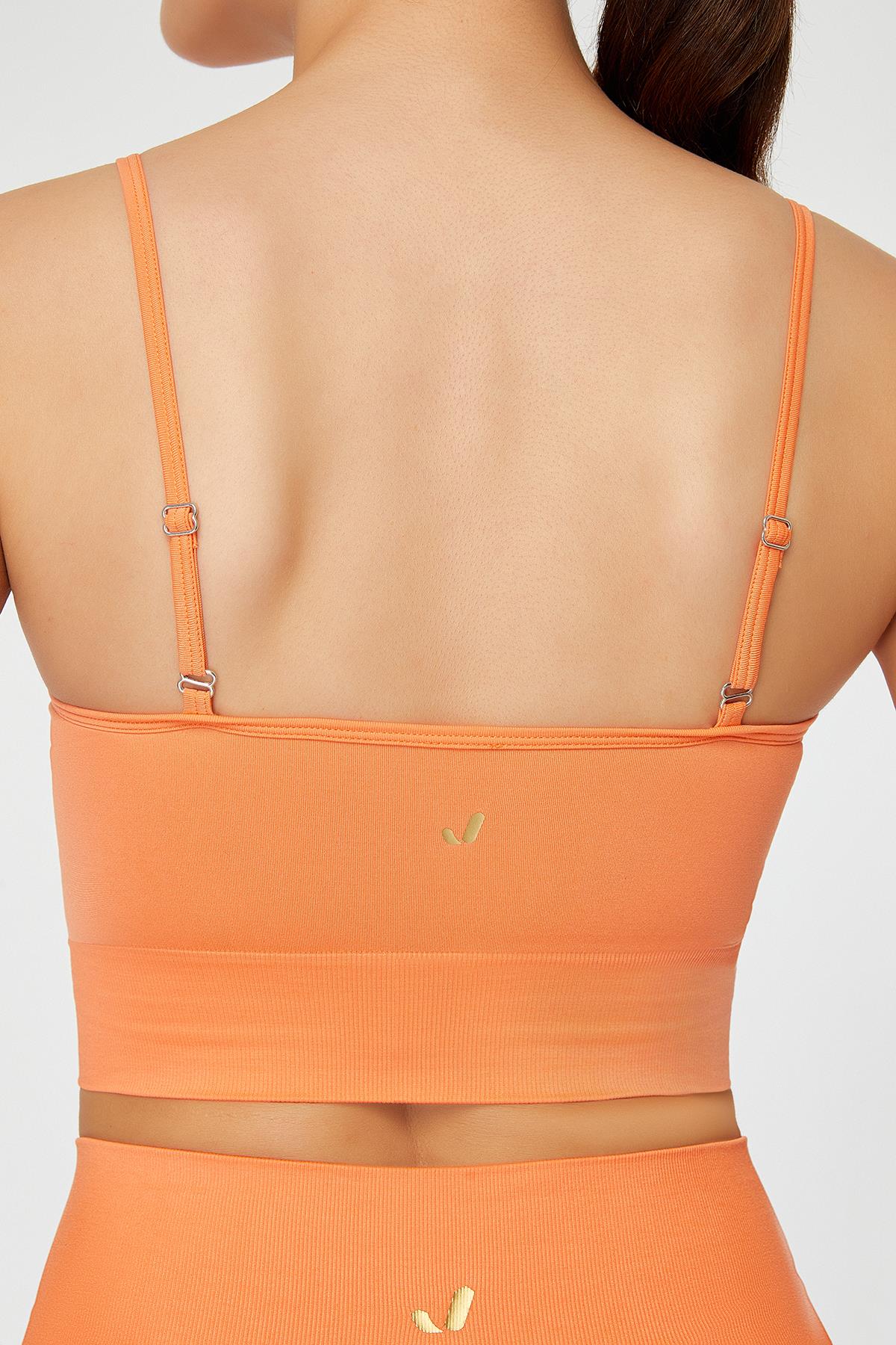 Jerf-Vella İp Askılı Konfor Sport Bra Turuncu-Spor Sütyeni-4-Milagron.com