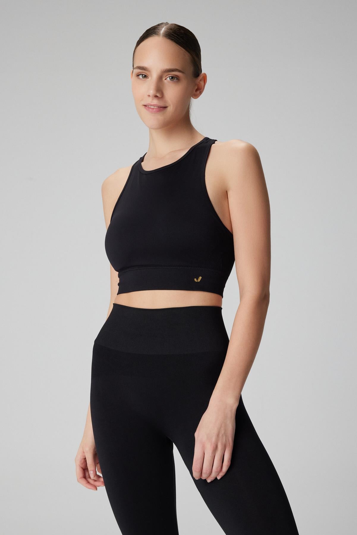 Jerf-Vella Racerback Konfor Sport Bra Siyah-Spor Sütyeni-3-Milagron.com