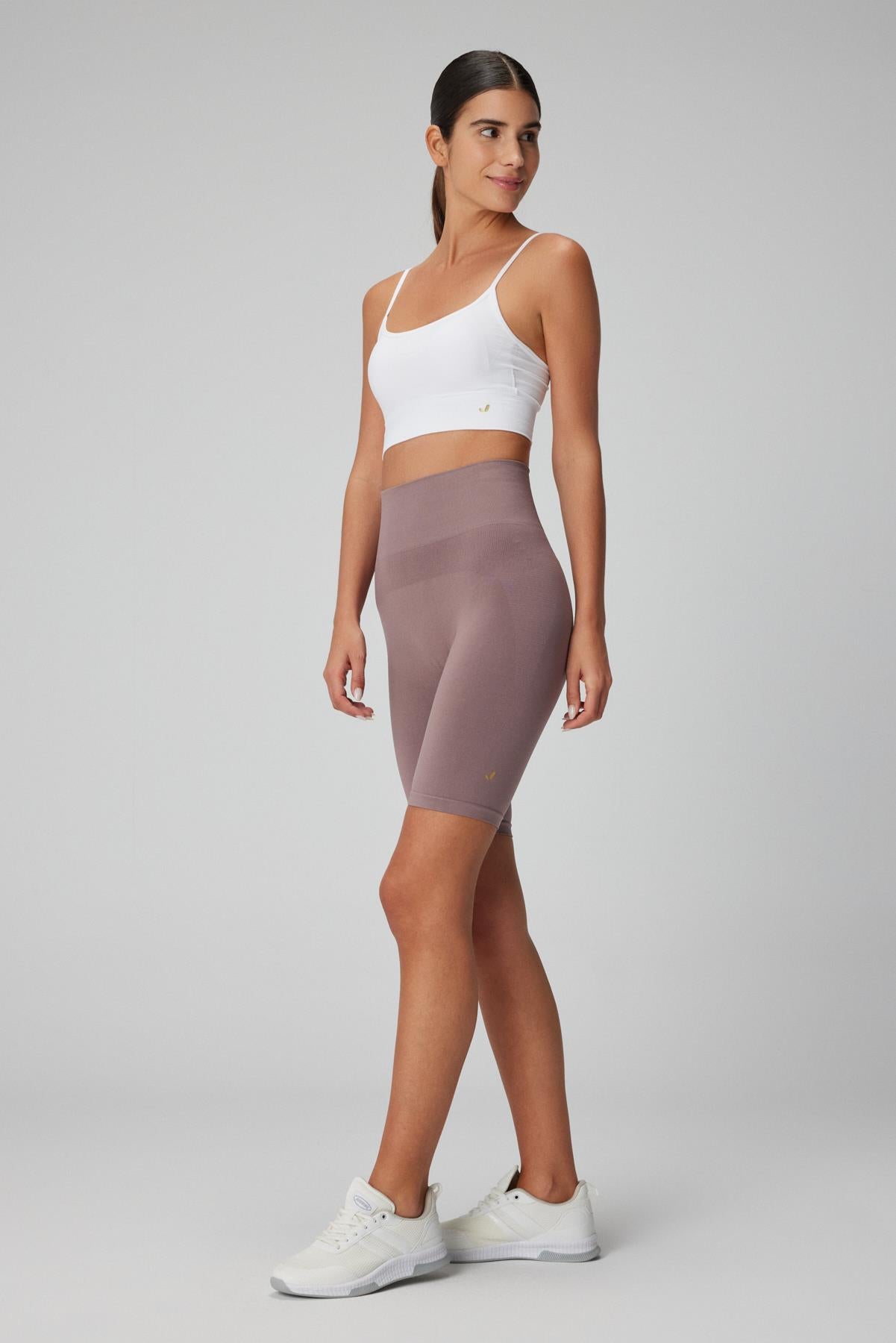 Jerf-Vella Yüksek Bel Konfor Biker Tayt Leylak-Tayt-3-Milagron.com