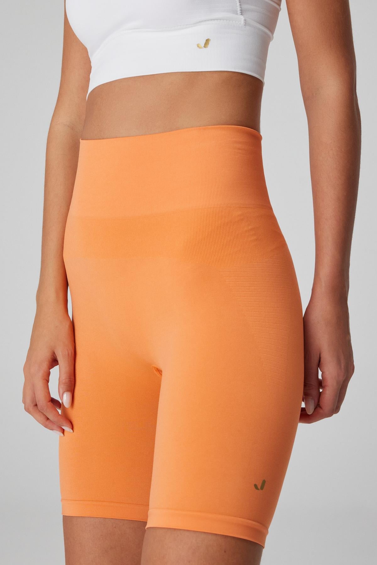 Jerf-Vella Yüksek Bel Konfor Biker Tayt Turuncu-Tayt-2-Milagron.com