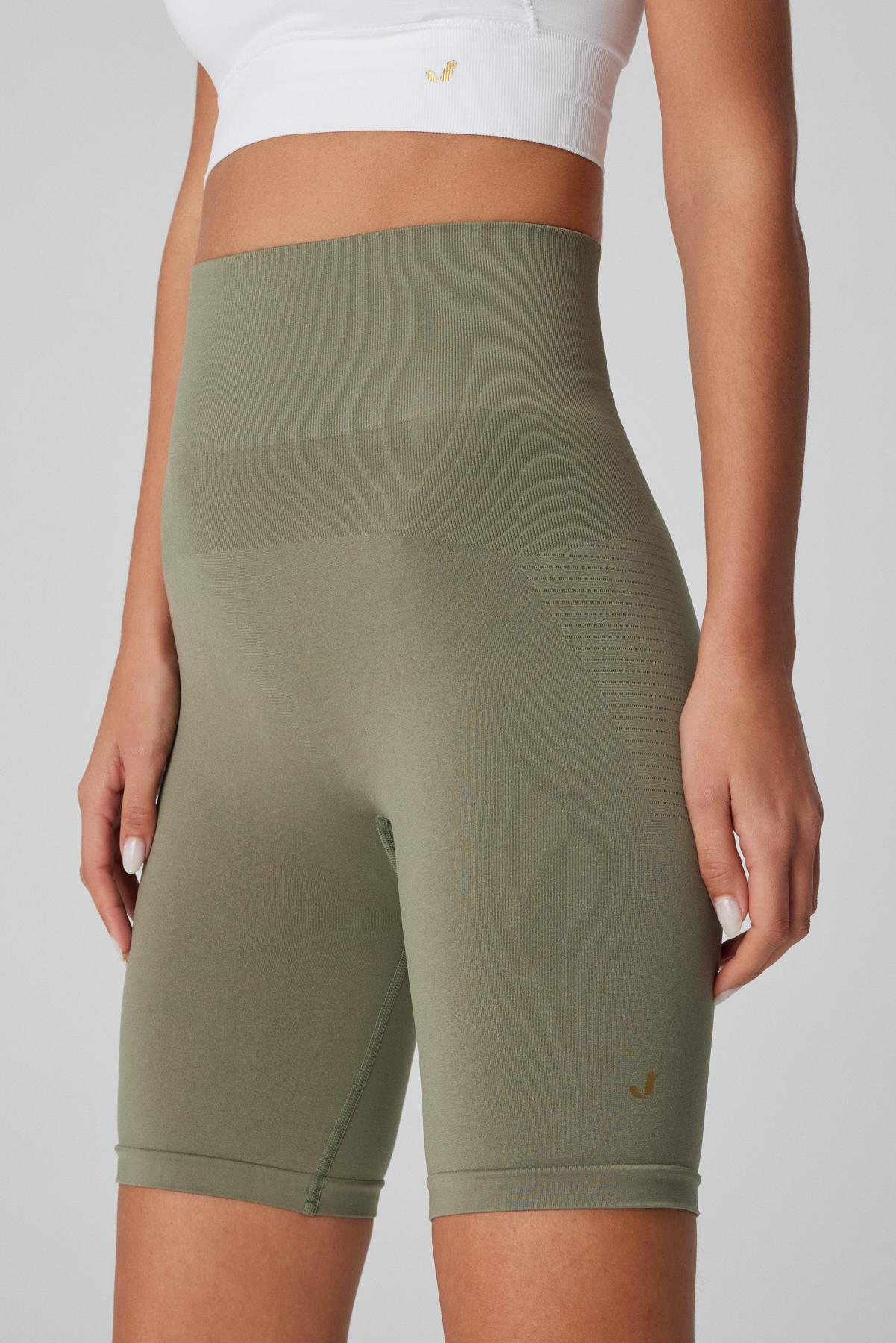 Jerf-Vella Yüksek Bel Konfor Biker Tayt Yeşil-Tayt-2-Milagron.com