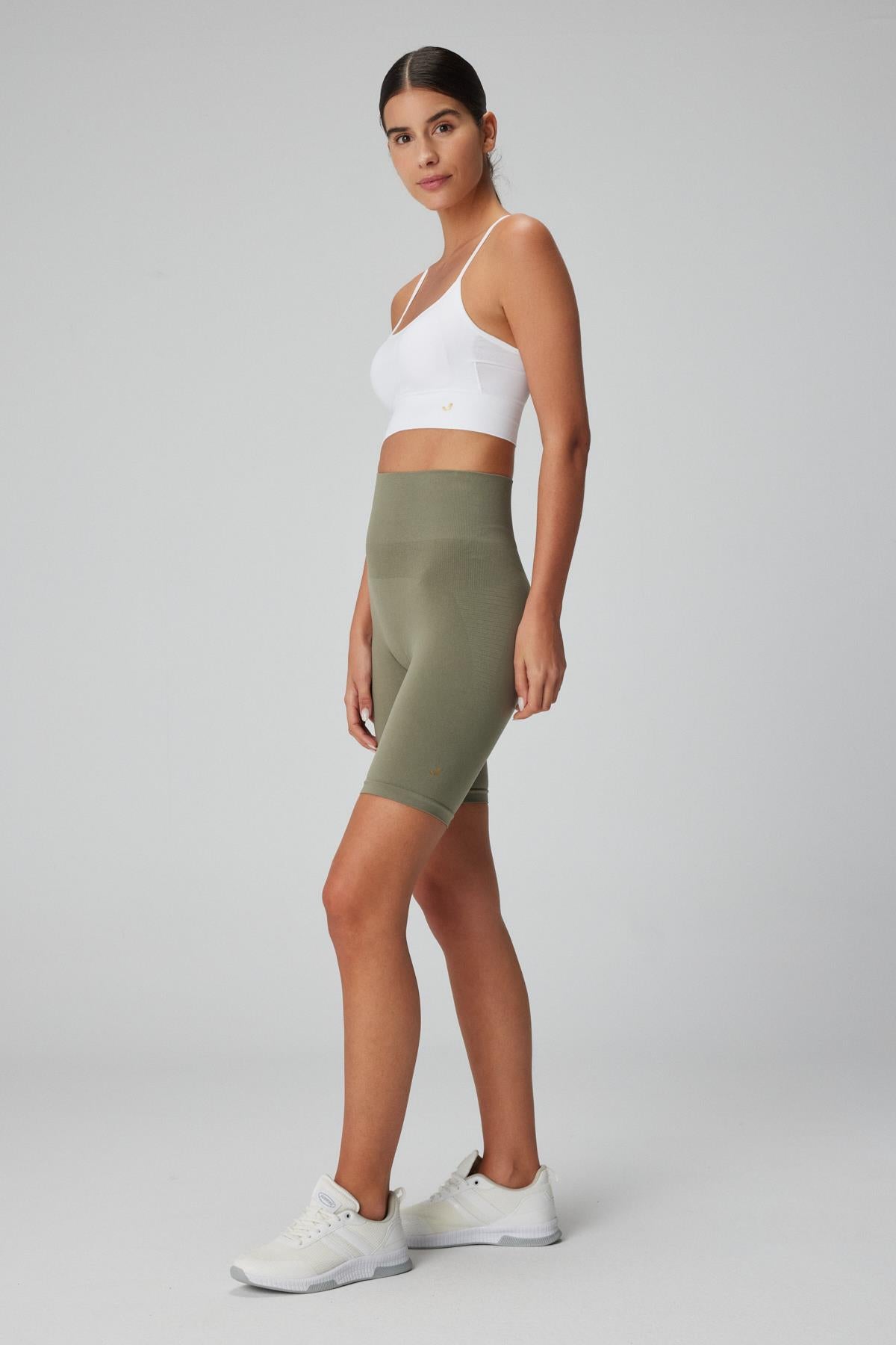 Jerf-Vella Yüksek Bel Konfor Biker Tayt Yeşil-Tayt-3-Milagron.com