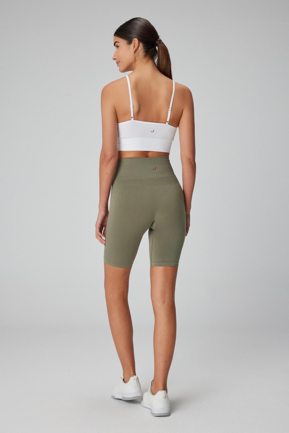 Jerf-Vella Yüksek Bel Konfor Biker Tayt Yeşil-Tayt-4-Milagron.com