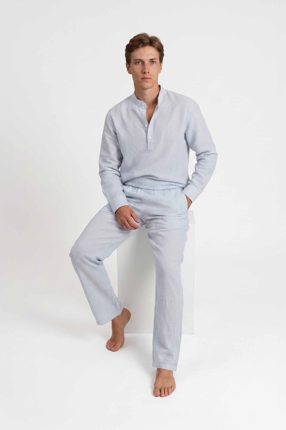 Aeron Erkek Pantolon | Lonse Linen | Krem-Toprak & Krem-Mavi Taş | S-M / L-XL