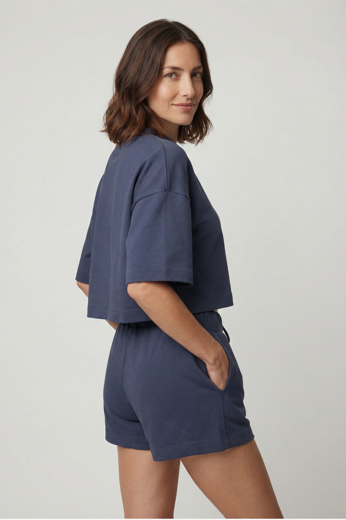 Anesha Kadın Love Nakışlı Şortlu Pijama Takımı | %100 Pamuk | Denim & Terra