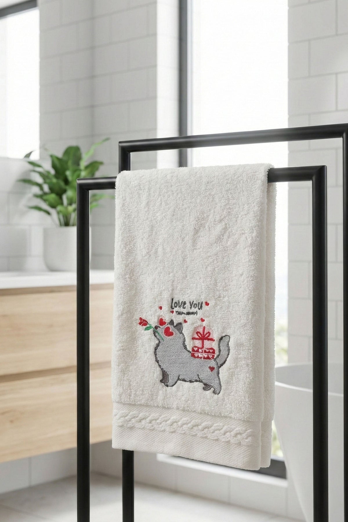 Calida 2'li El Havlusu | Love Nakışlı | Lyocell & Pamuk | Krem-Somon | 30x50 cm