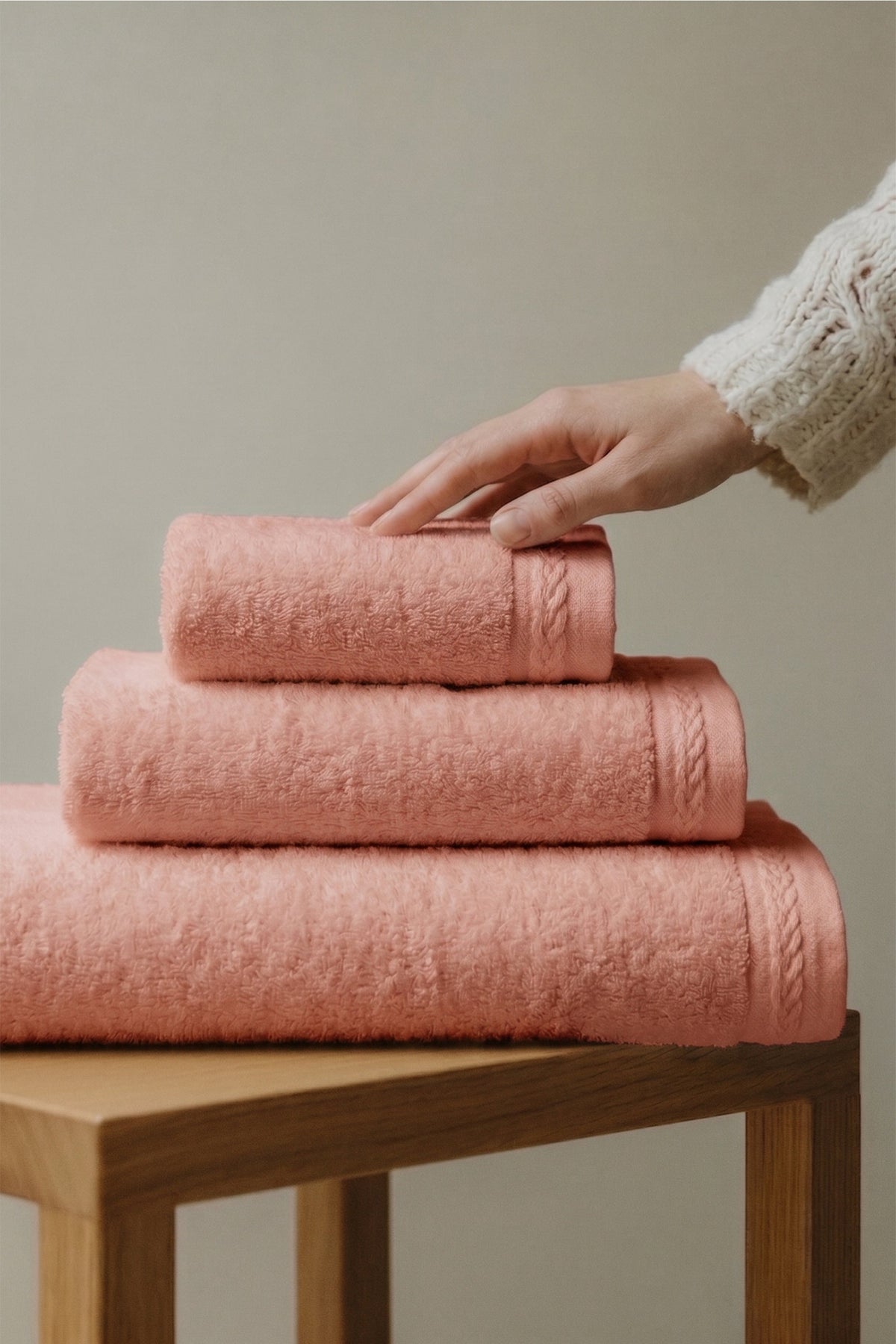 Calida 3'lü Havlu Seti | Somon | Pamuk & TENCEL™ Lyocell | 30x50 + 50x90 + 80x150 cm