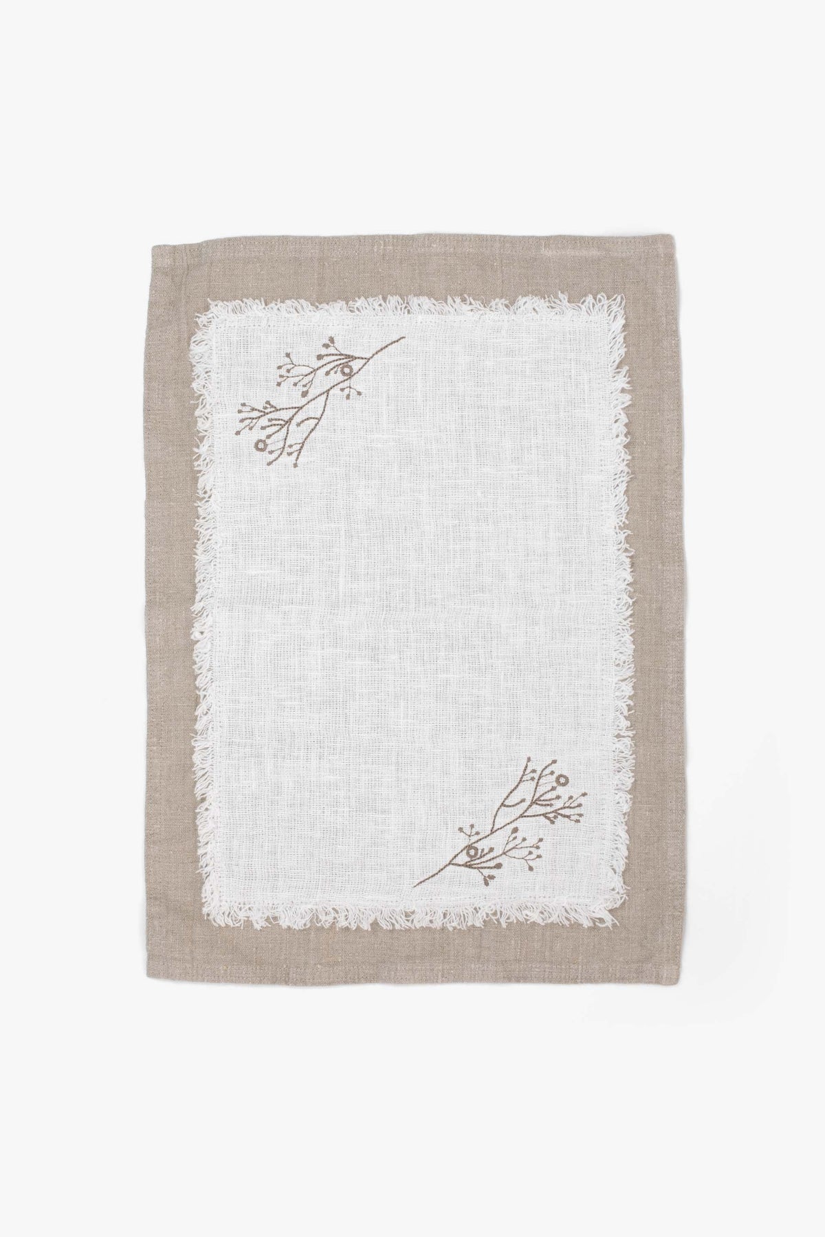 Liz Amerikan Servis | 35x50 cm | Lonse Linen | Dal Nakışlı | Püsküllü İç Çerçeve | Jojomia