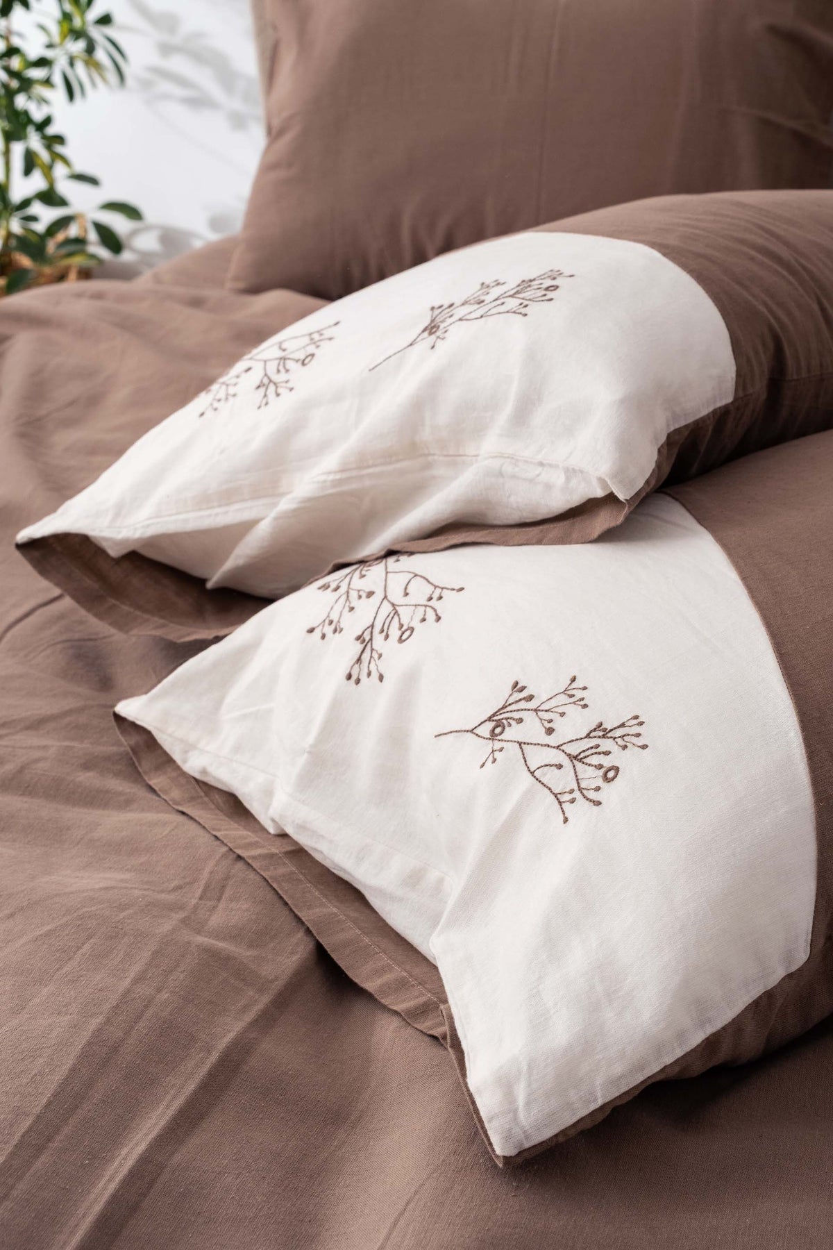 Liz Nevresim Takımı Toprak-Krem 200x220