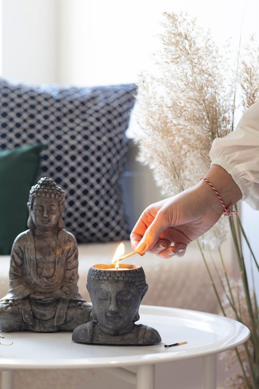 Jomo Tasarım-Beton Buddha Heykel ve Mumluk-Mumluk & Şamdan-1-Milagron.com