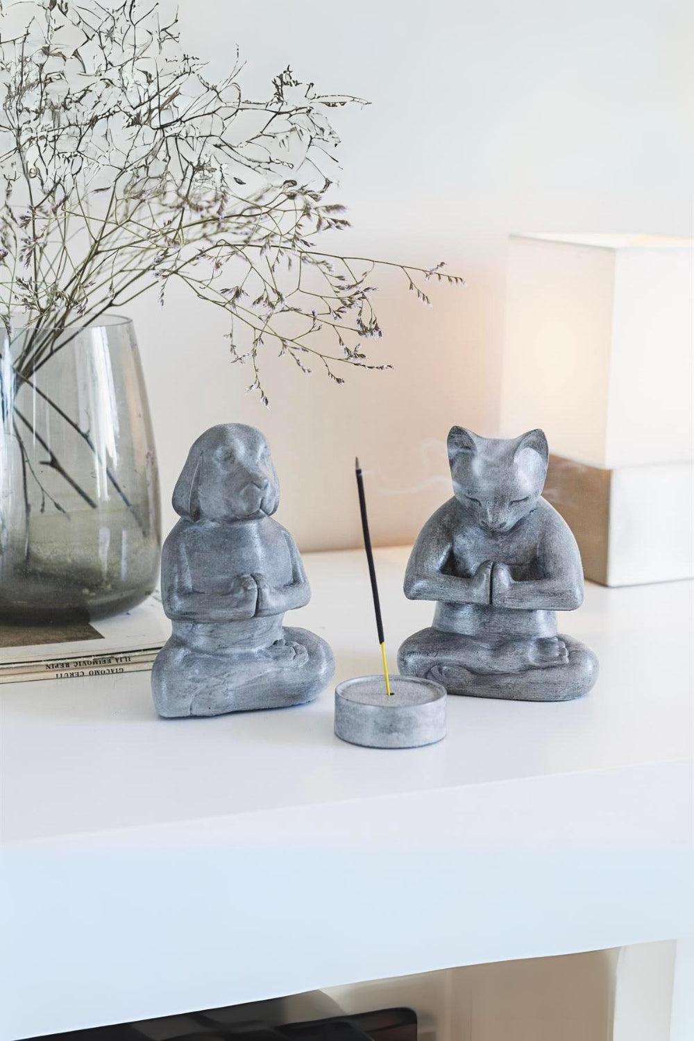 Jomo Tasarım-Beton Kedi Köpek Meditasyon Seti-Tütsülük-1-Milagron.com