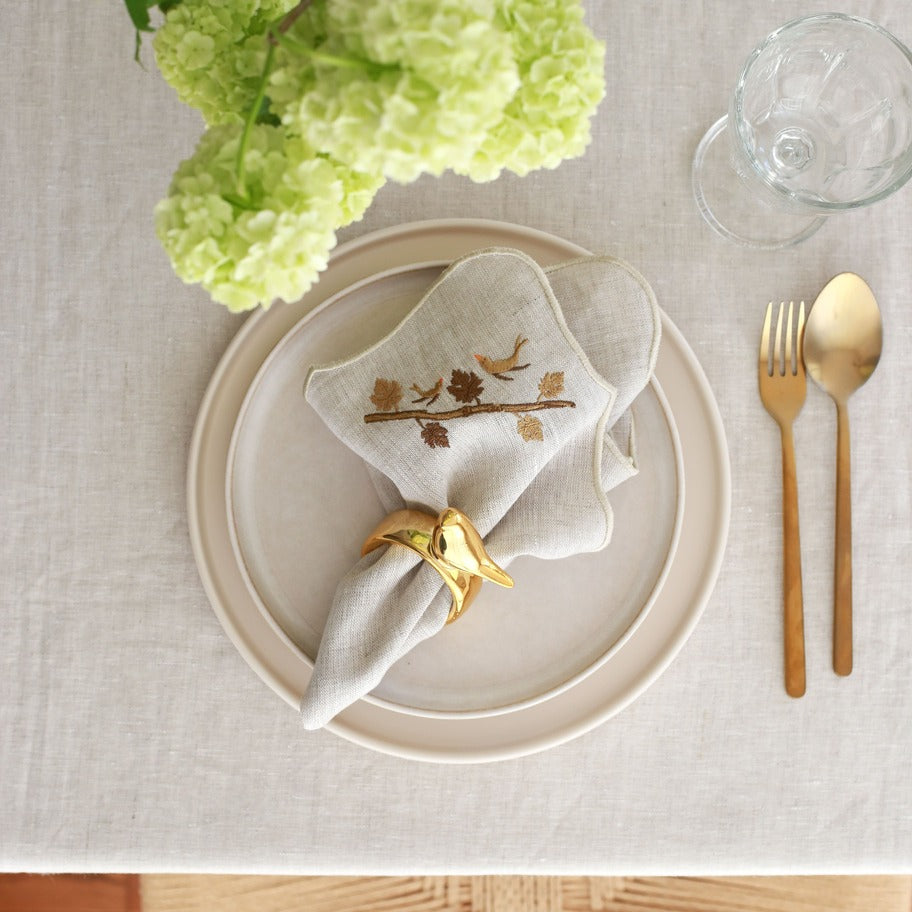 KM Home Collection-2'li Set Altın Kuş Temalı Peçetelik-Sunum Aksesuarları-3-Milagron.com