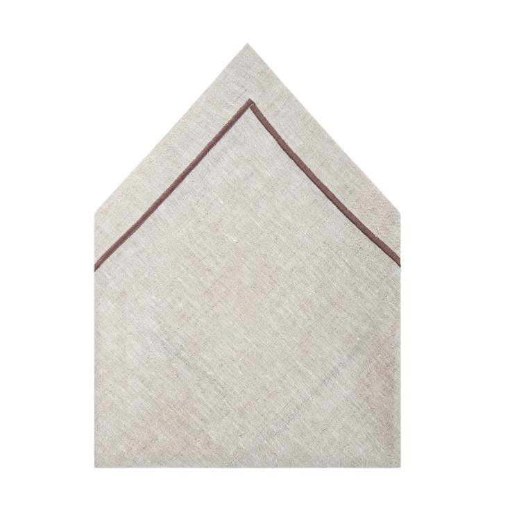 KM Home Collection-2'li Set Antika Temalı Kahverengi Pikolu Keten Peçete-Sunum Aksesuarları-2-Milagron.com