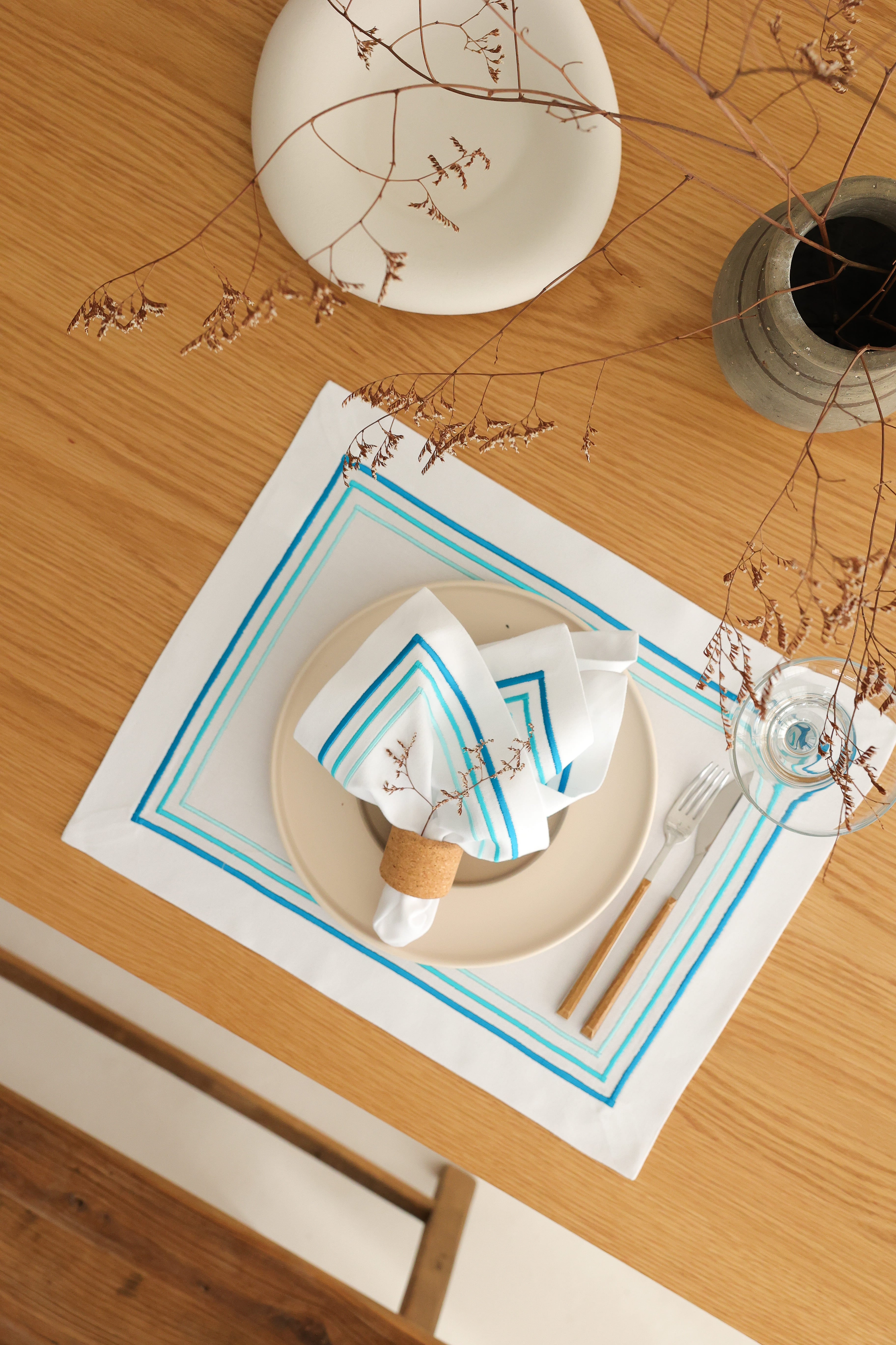 KM Home Collection-2'li Set Aqua Pamuk Peçete-Sunum Aksesuarları-4-Milagron.com