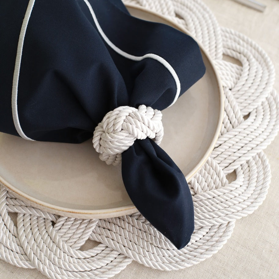 KM Home Collection-2'li Set Beyaz Halat Düğümlü Peçetelik-Peçete-1-Milagron.com