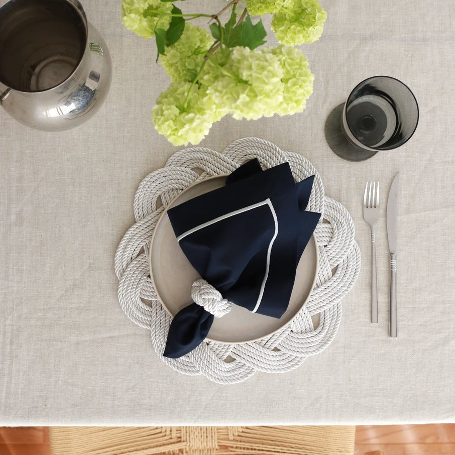 KM Home Collection-2'li Set Beyaz Halat Düğümlü Peçetelik-Peçete-3-Milagron.com