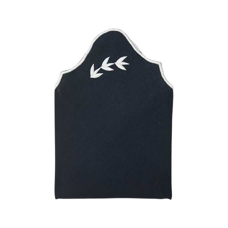 KM Home Collection-2'li Set Beyaz Yaprak İşlemeli Keten Peçete-Peçete-3-Milagron.com