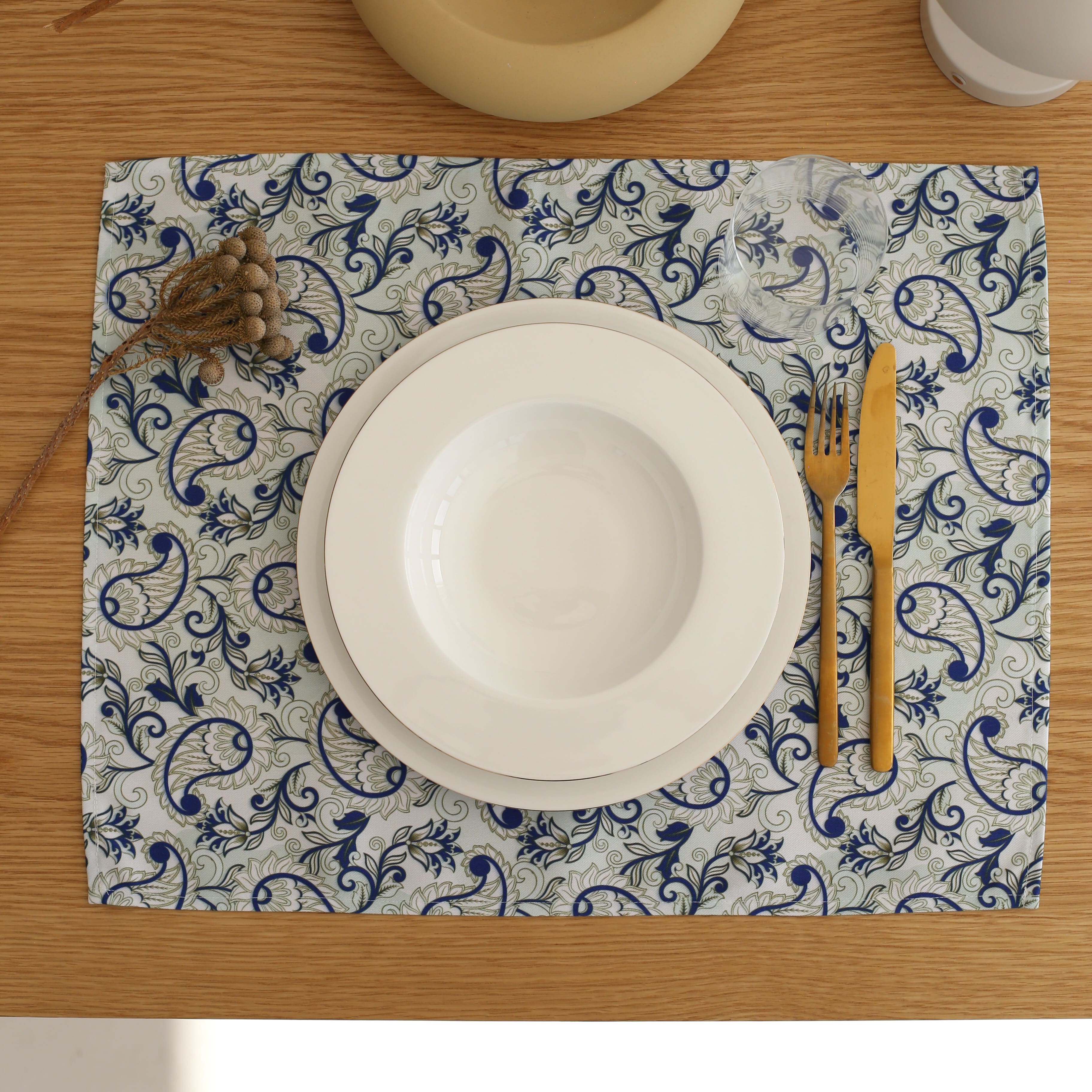 KM Home Collection-2'li Set Çiçek Motifli Amerikan Servis-Sunum Aksesuarları-2-Milagron.com