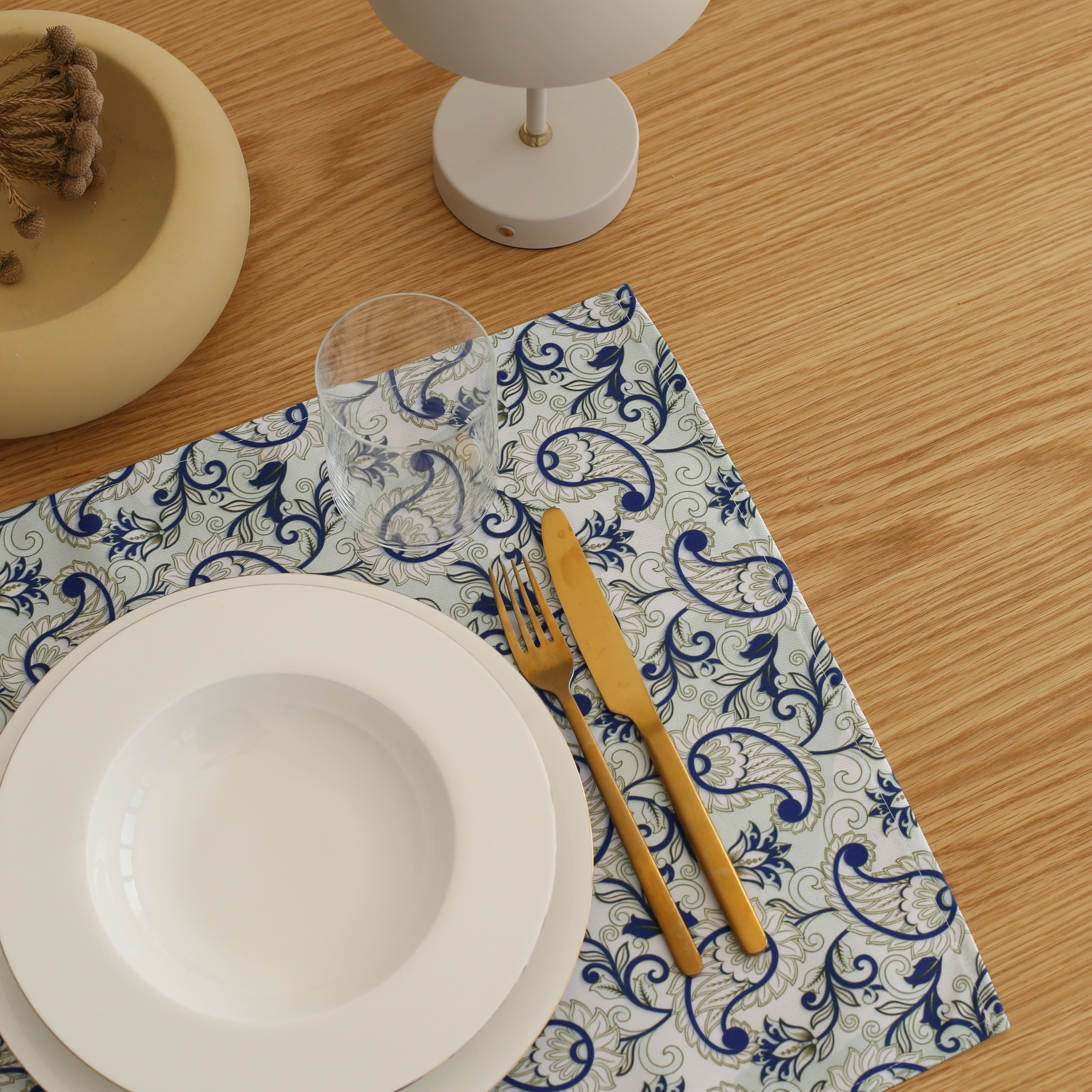 KM Home Collection-2'li Set Çiçek Motifli Amerikan Servis-Sunum Aksesuarları-4-Milagron.com