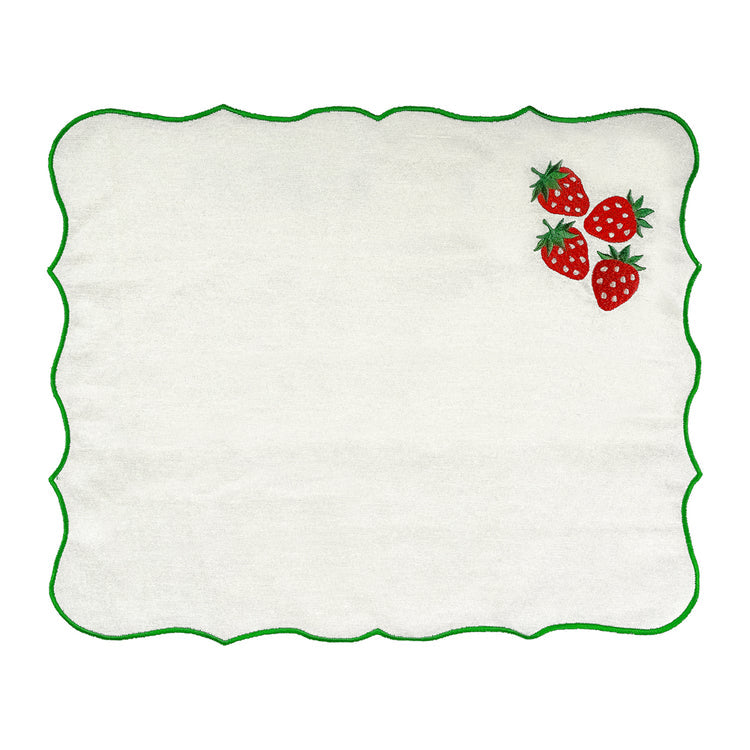 KM Home Collection-2'li Set Çilek İşlemeli Pamuk Amerikan Servis-Sunum Aksesuarları-1-Milagron.com