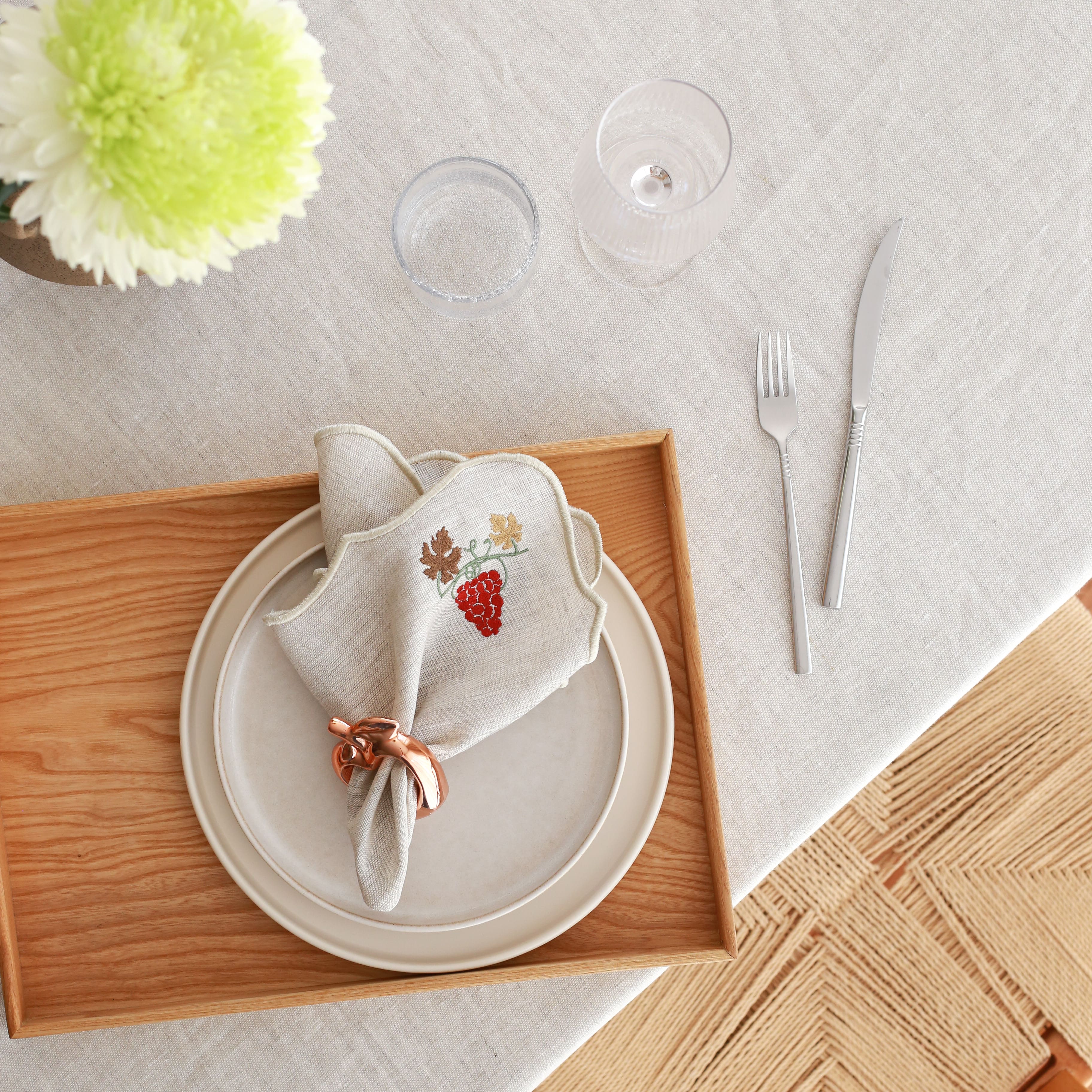 KM Home Collection-2'li Set Elma Temalı Peçetelik-Peçete-4-Milagron.com