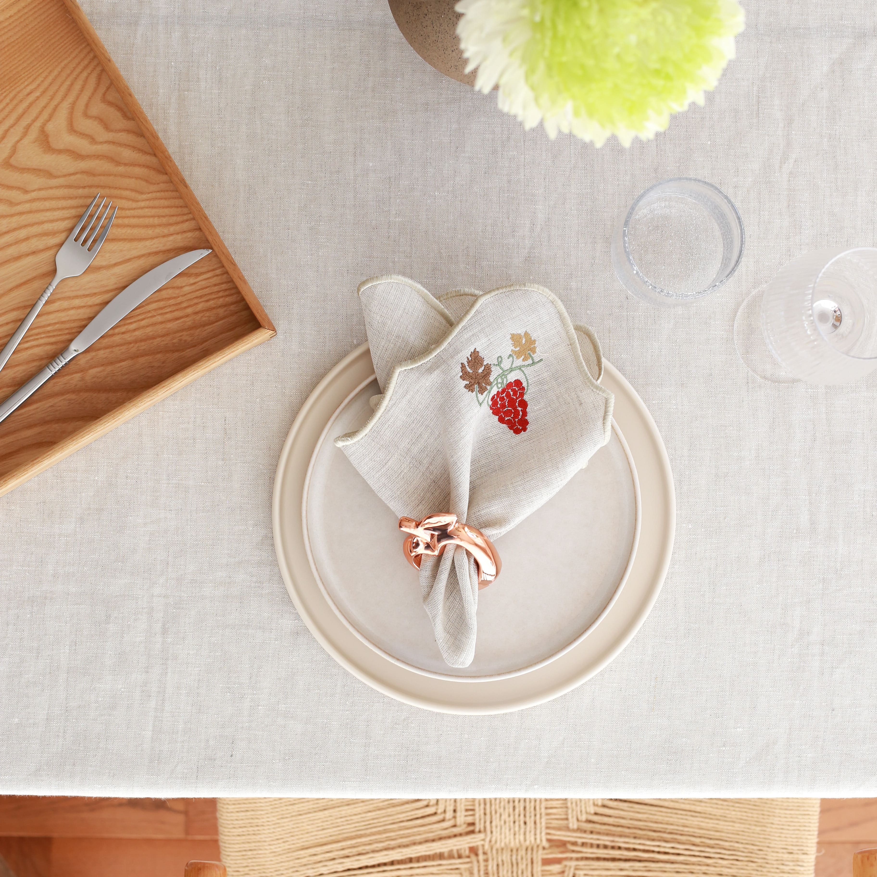 KM Home Collection-2'li Set Elma Temalı Peçetelik-Peçete-6-Milagron.com