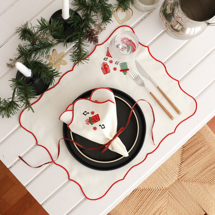 KM Home Collection-2'li Set Hediye İşlemeli Amerikan Servis-Sunum Aksesuarları-2-Milagron.com