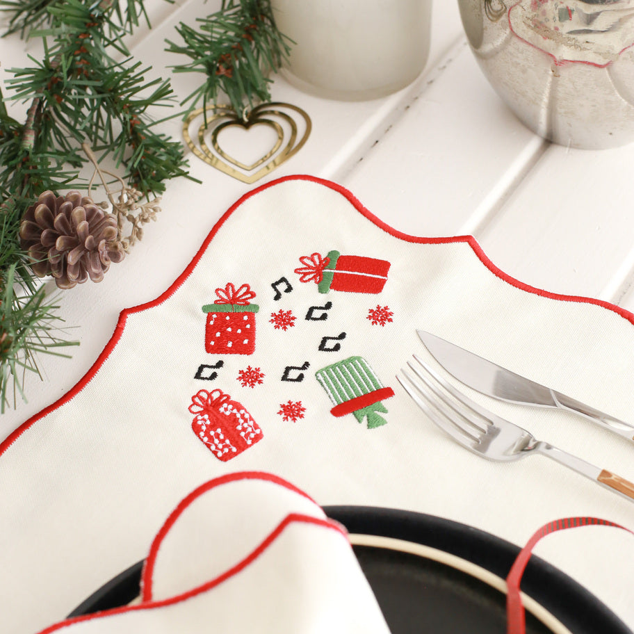 KM Home Collection-2'li Set Hediye İşlemeli Amerikan Servis-Sunum Aksesuarları-3-Milagron.com