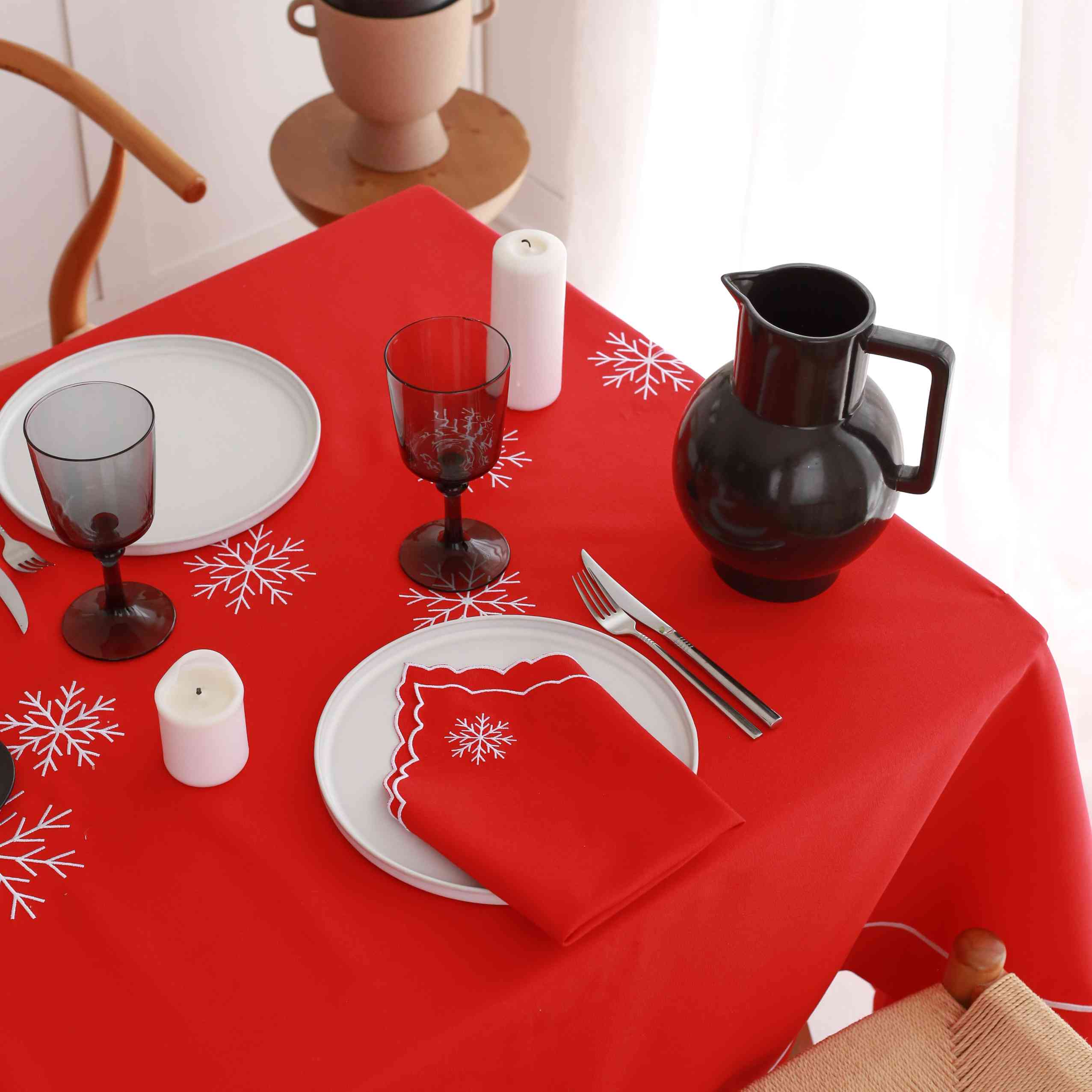 KM Home Collection-2'li Set Kar Tanesi İşlemeli Pamuk Peçete-Peçete-6-Milagron.com