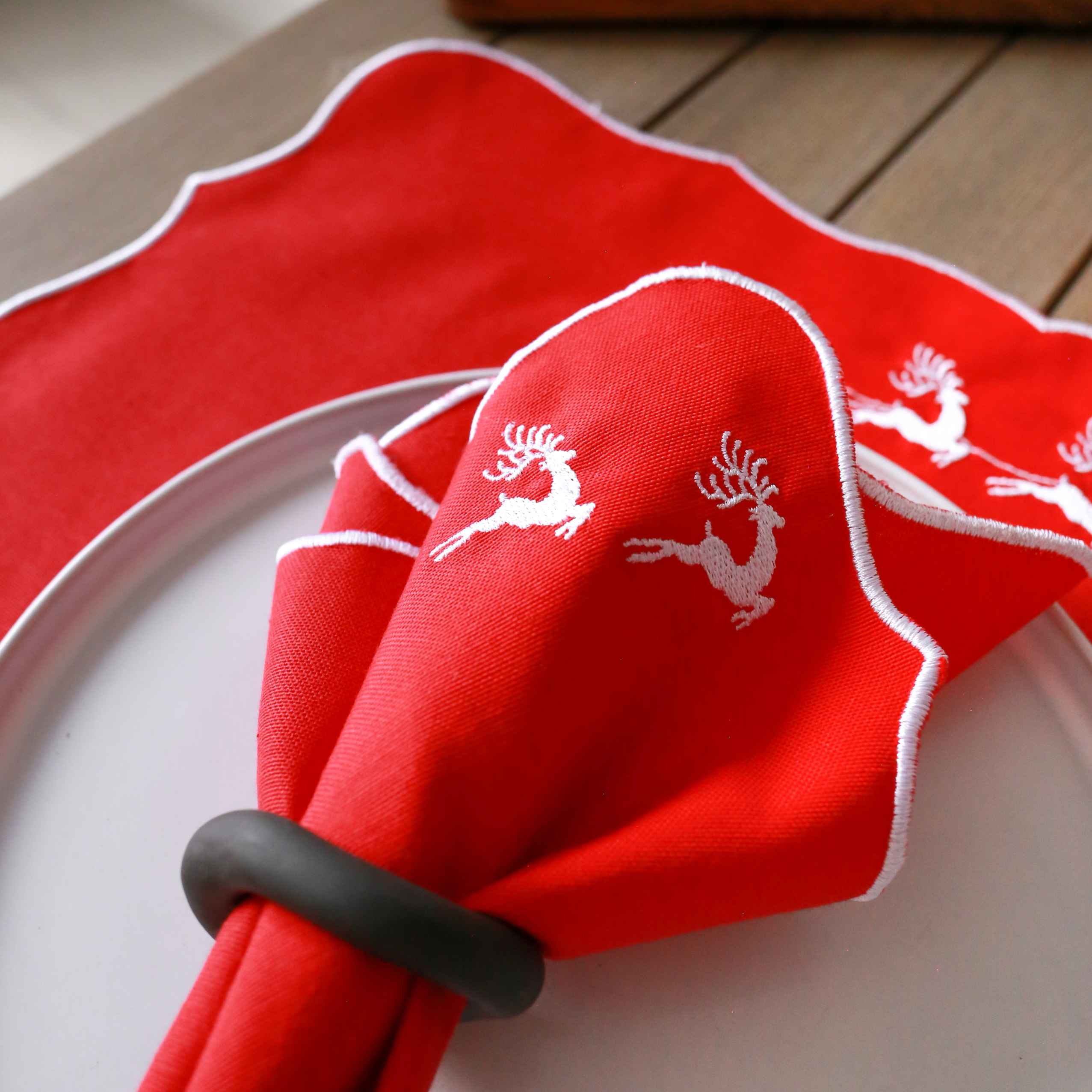 KM Home Collection-2'li Set Kızak İşlemeli Pamuk Peçete-Peçete-2-Milagron.com