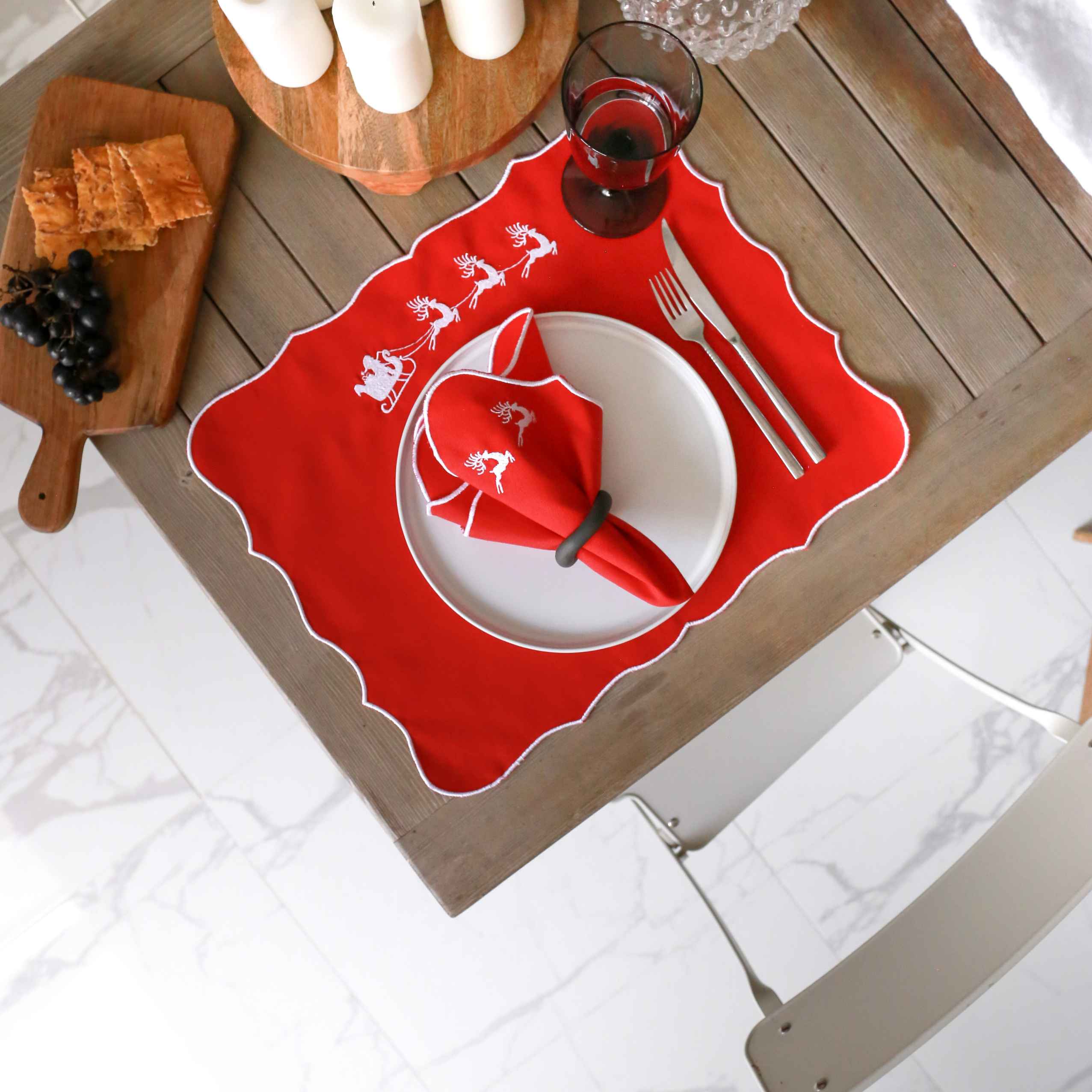 KM Home Collection-2'li Set Kızak İşlemeli Pamuk Peçete-Peçete-4-Milagron.com