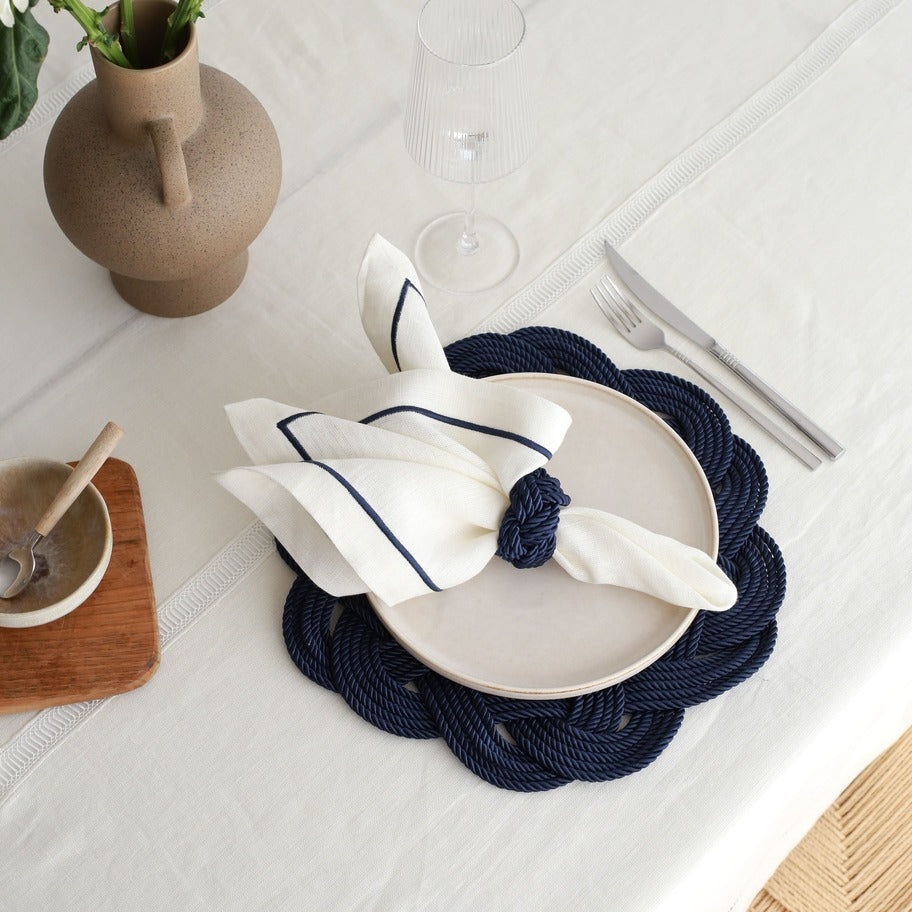 KM Home Collection-2'li Set Lacivert Halatlı Amerikan Servis-Sunum Aksesuarları-4-Milagron.com