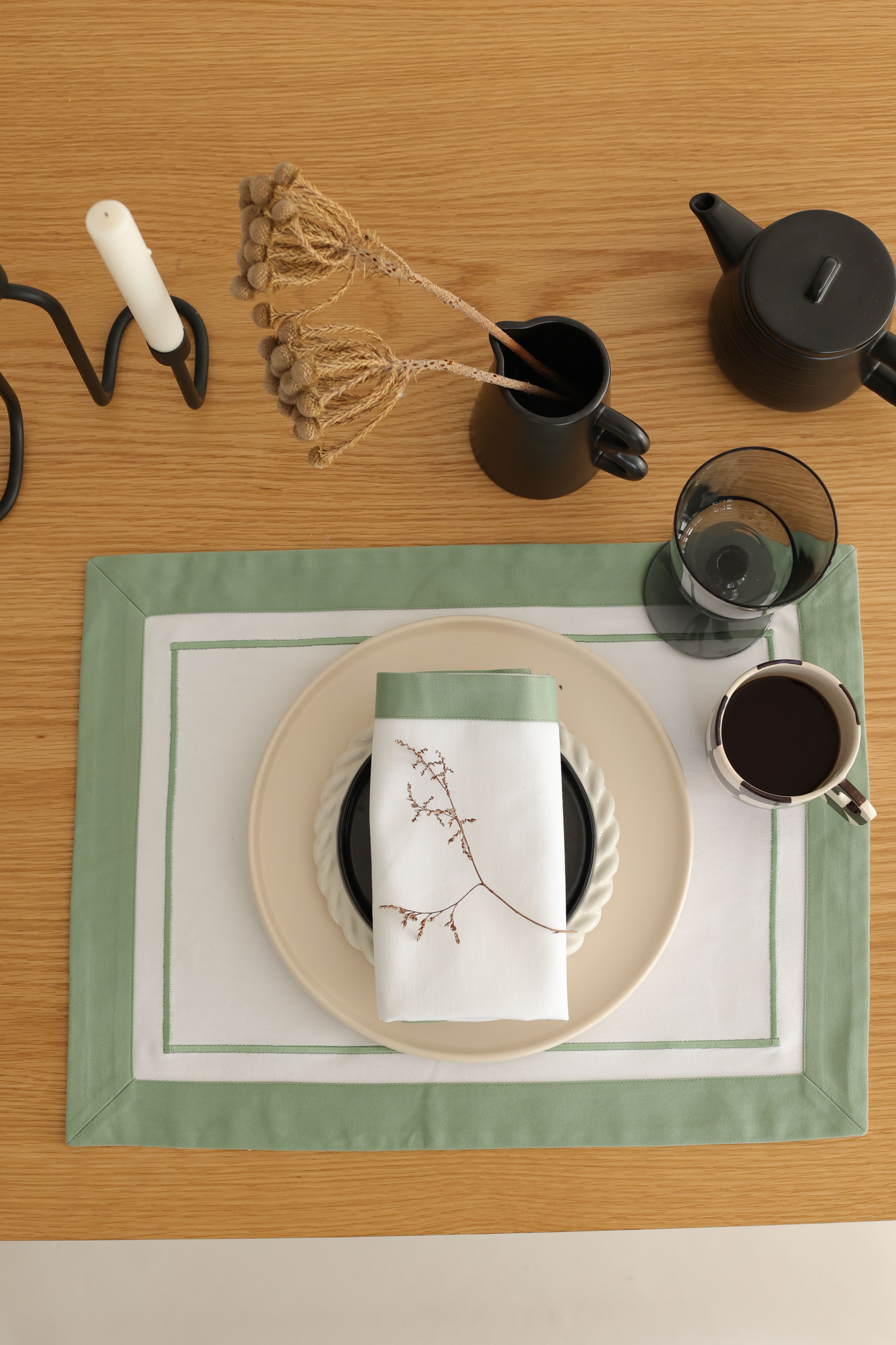 KM Home Collection-2'li Set Mint Peçete-Sunum Aksesuarları-1-Milagron.com